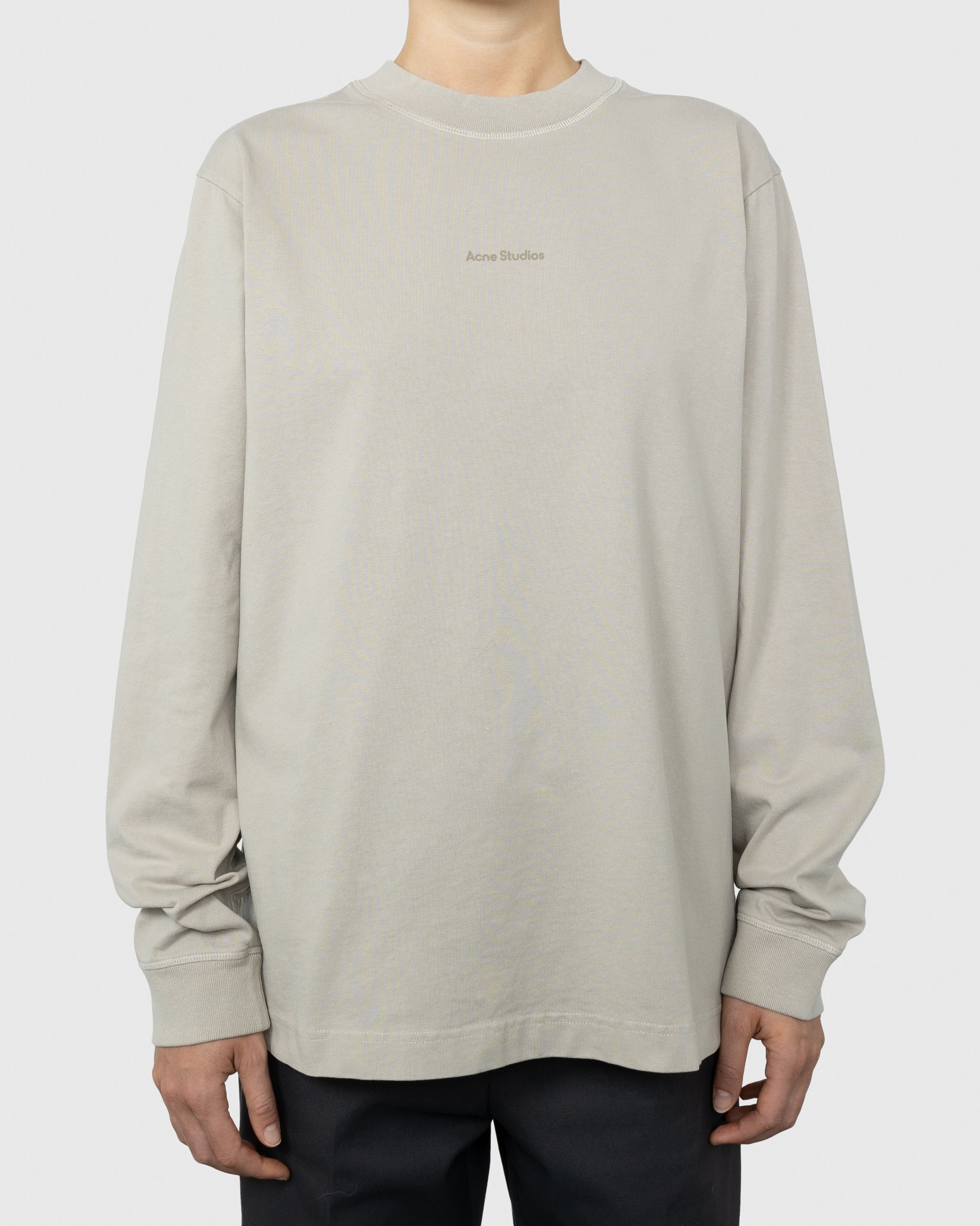 Acne Studios – Organic Cotton Logo Longsleeve Oyster Grey - Longsleeves - Beige - Image 2