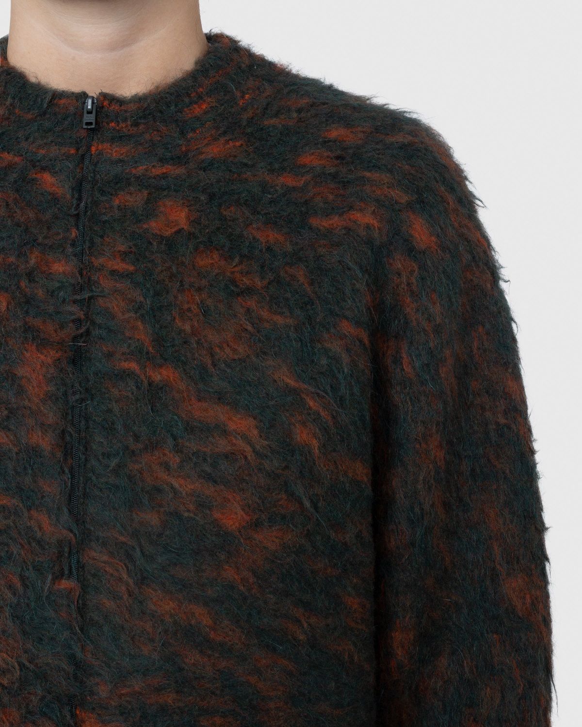 Acne Studios – Hairy Zippered Cardigan Forest Green/Orange - Knitwear - Green - Image 6