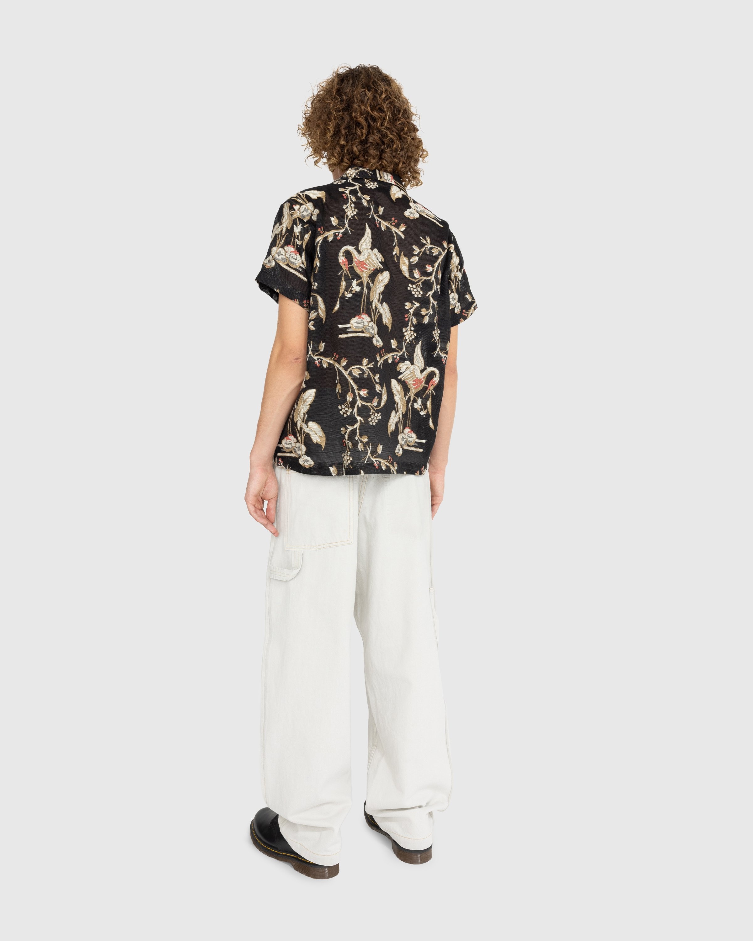 Bode – Sheer Cranes Short-Sleeve Shirt Black - Shirts - Black - Image 3