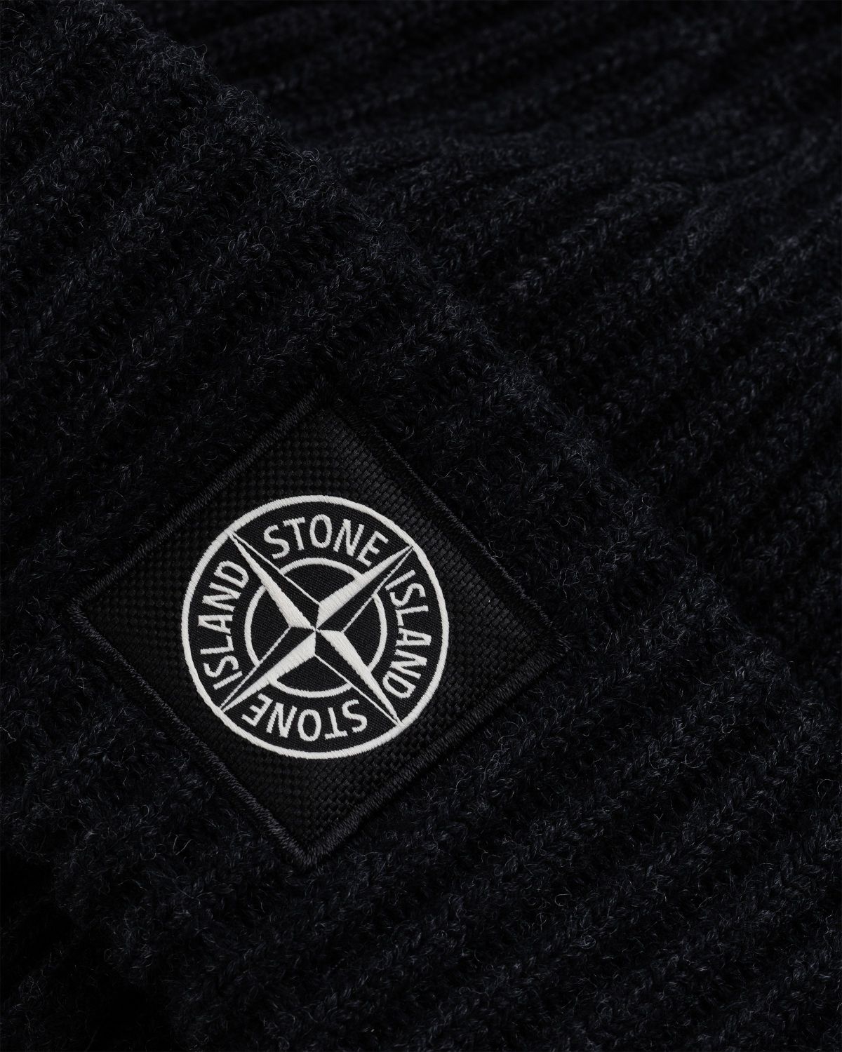 Stone Island – Ribbed Wool Beanie Melange Charcoal - Hats - Grey - Image 4