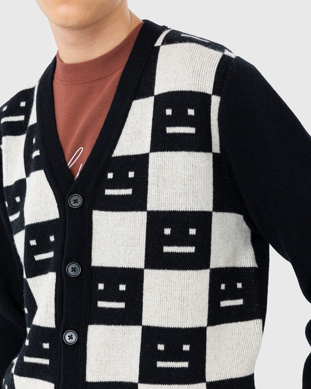 Acne Studios – Knit Wool Cardigan Black/Oatmeal Melange - Knitwear - Black - Image 6