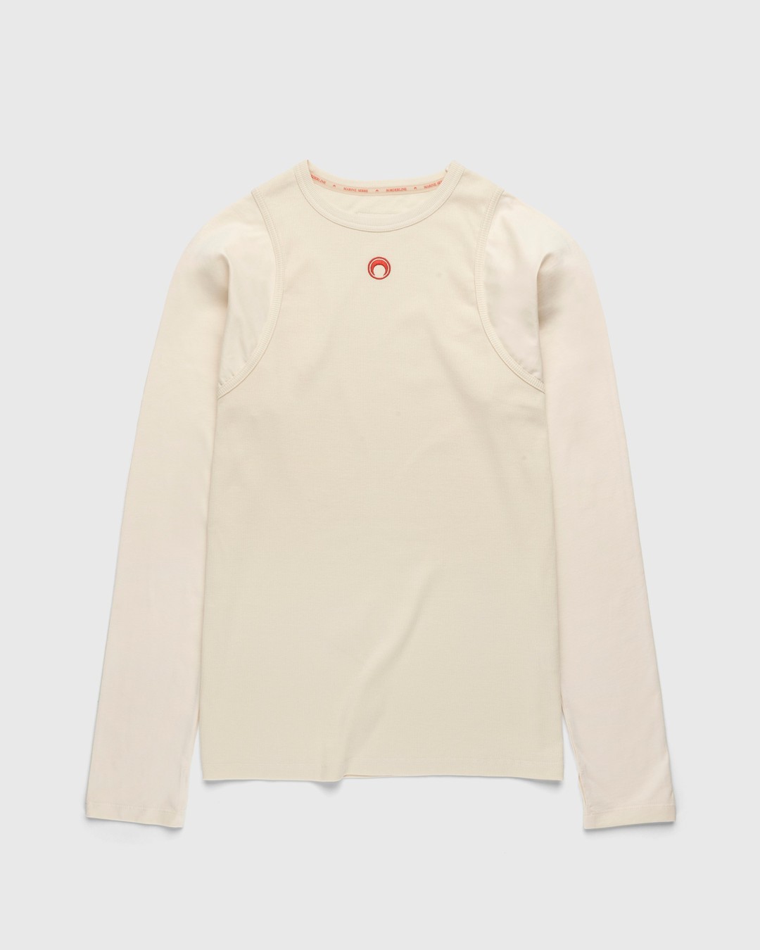 Marine Serre – Organic Cotton Relaxed Long-Sleeve Top Beige - Longsleeves - Beige - Image 1