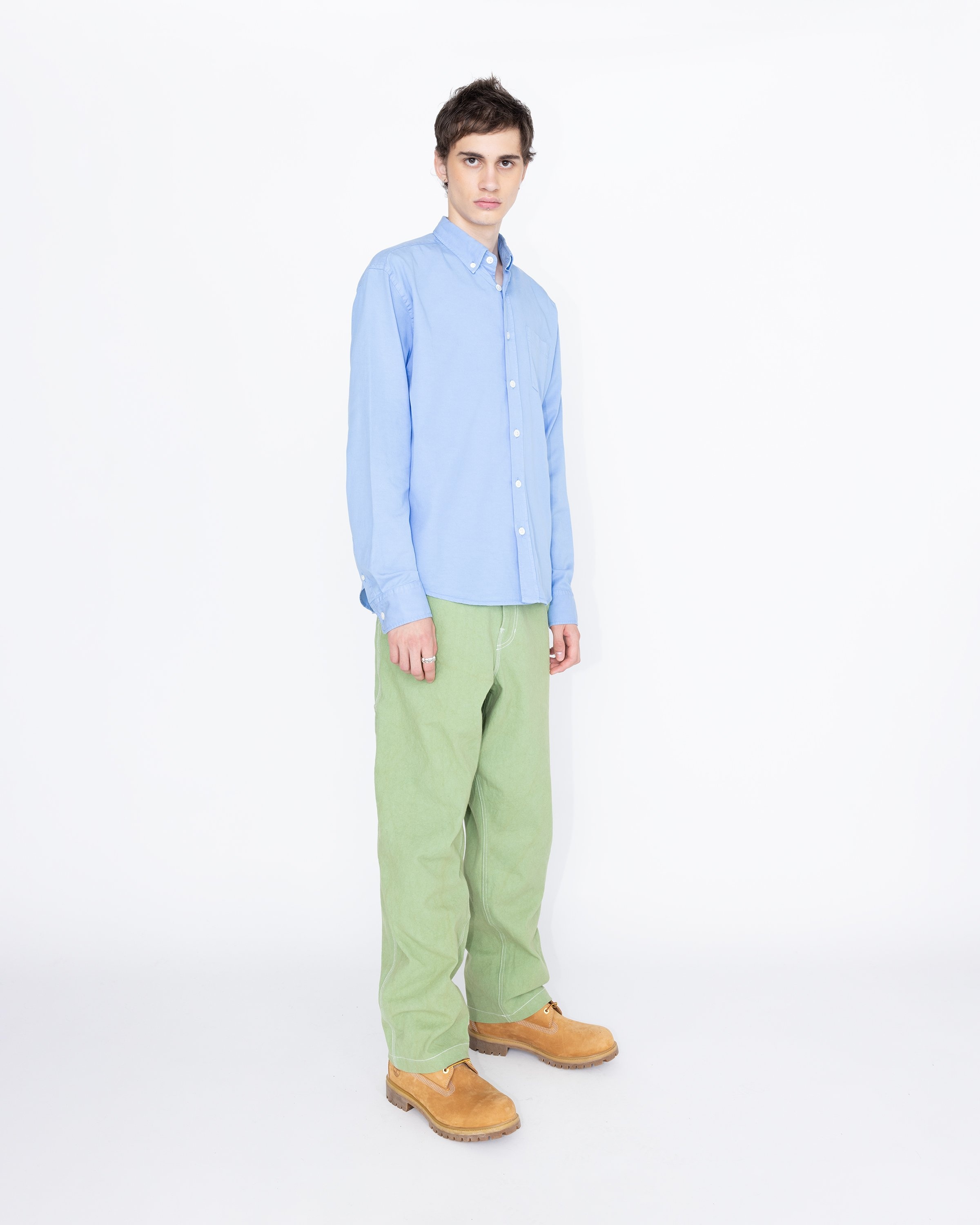 Highsnobiety HS05 – Garment-Dyed Peach Long-Sleeve Shirt Blue - Shirts - Blue - Image 3