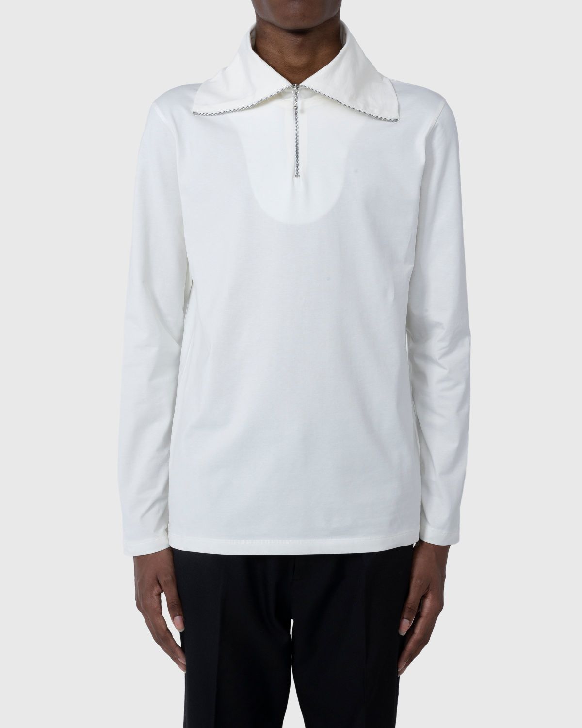 Jil Sander – Zip-Up Longsleeve Milk - Tops - Beige - Image 2