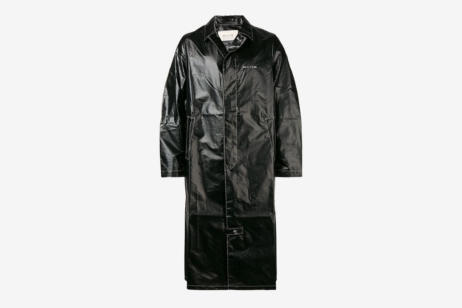 Mid-length Faux Leather Trench Coat