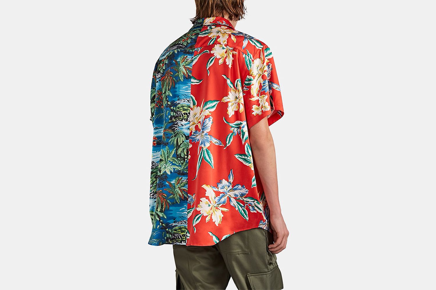 Multi-Hawaiian-Print Satin Shirt