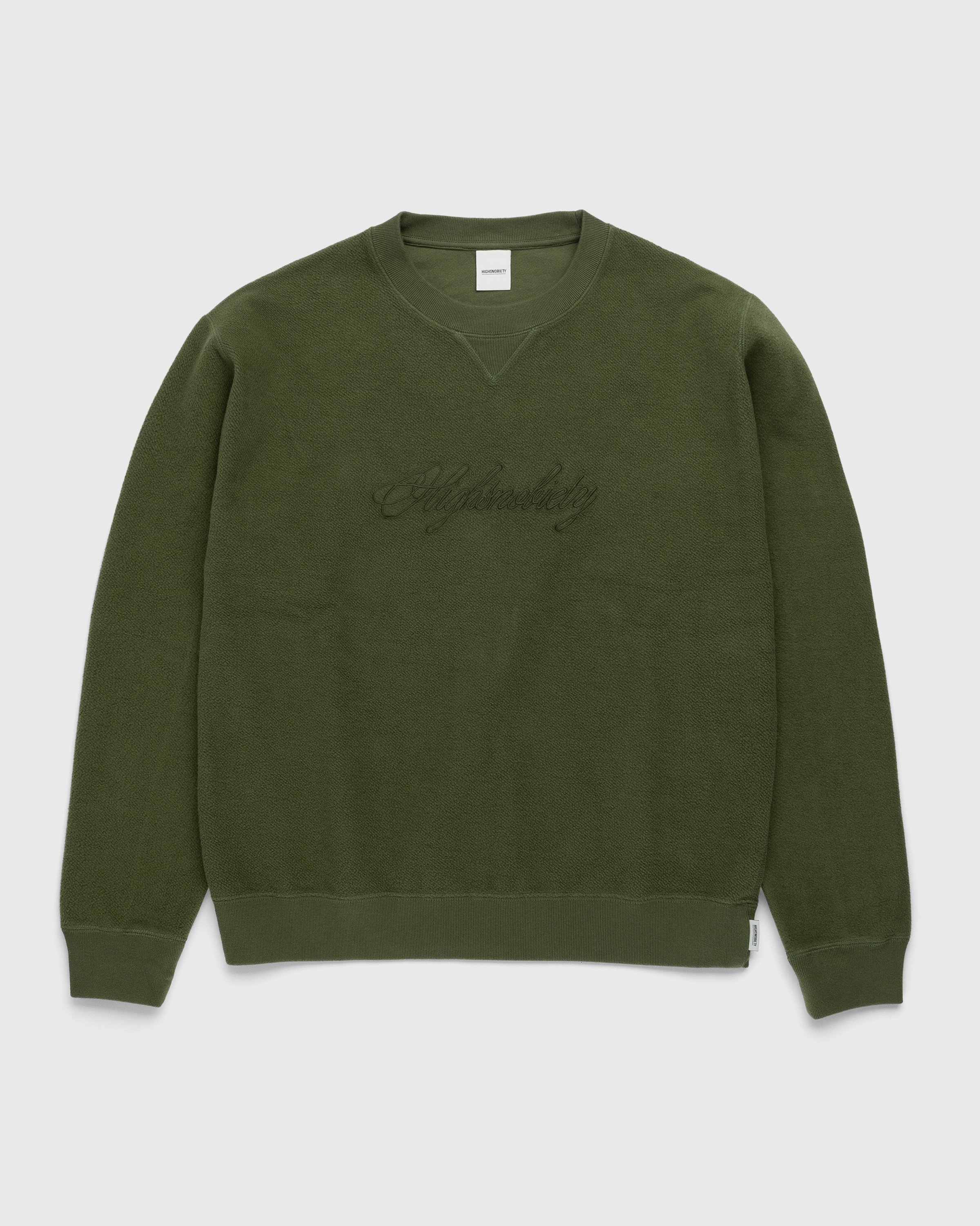 Highsnobiety – Script Logo Reverse Fleece Crew Green - Sweats - Green - Image 1