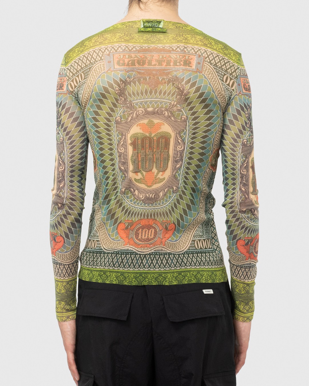 Jean Paul Gaultier – Long-Sleeve Banknote Top Multi - Sweats - Green - Image 3