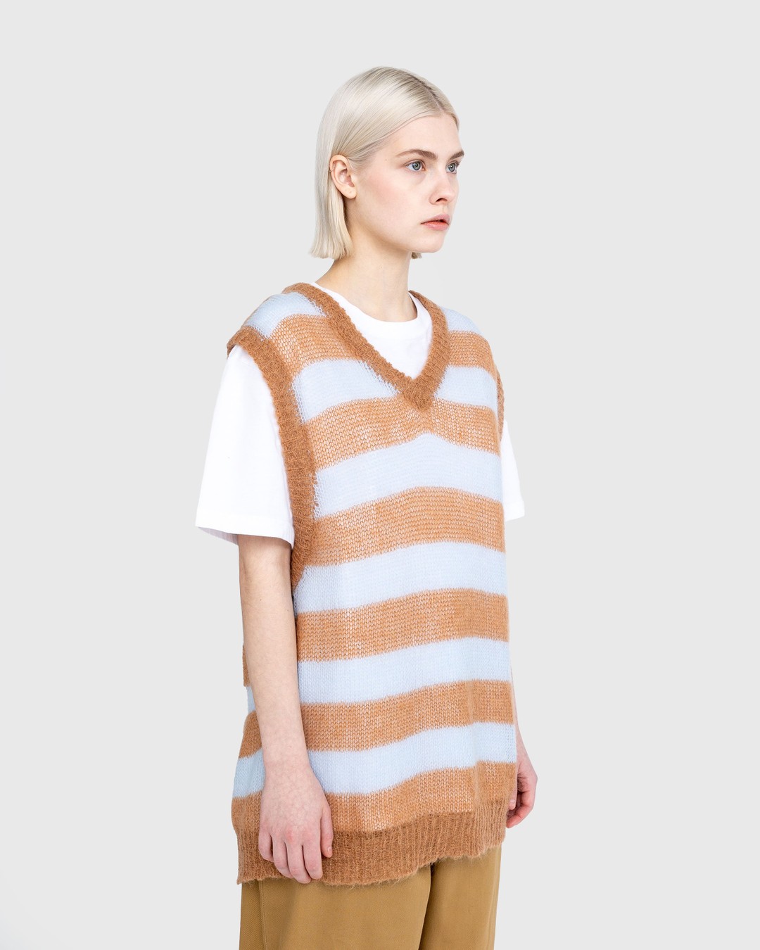 Highsnobiety – Sweater Vest Brown/Light Blue - Knitwear - Multi - Image 4