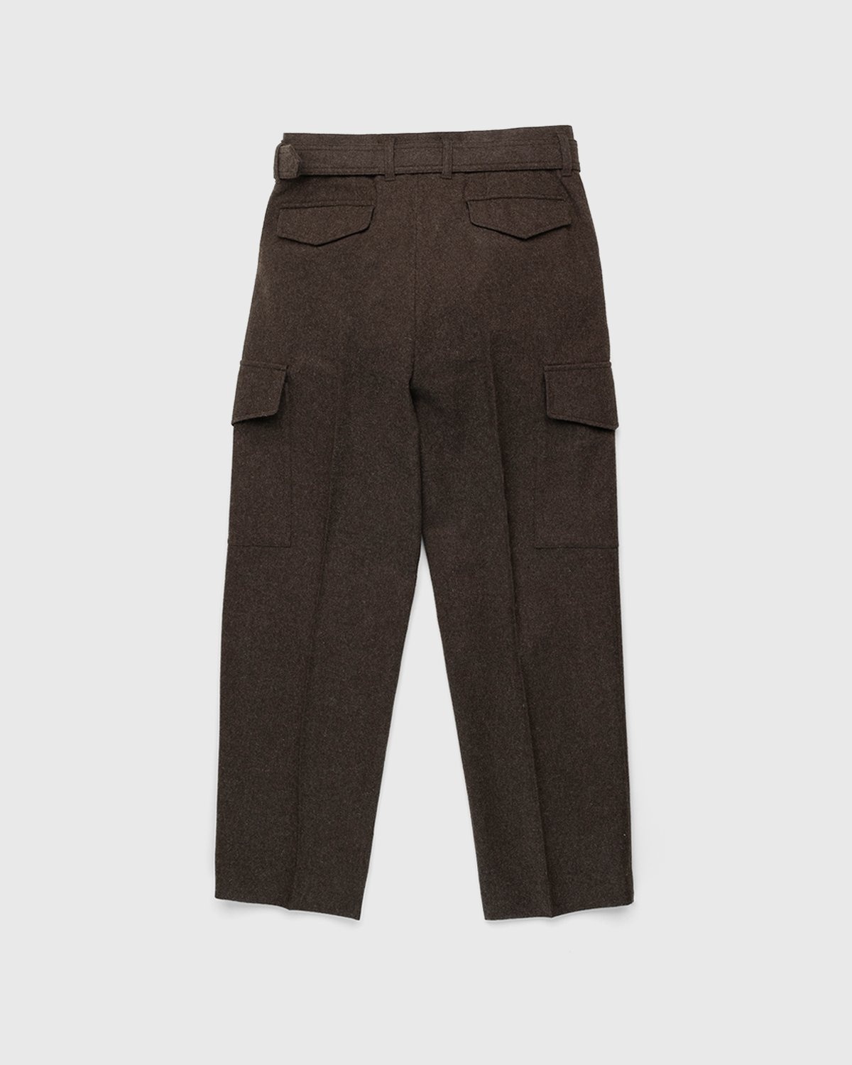 Auralee – High-Waisted Shetland Wool Pants Dark Brown - Cargo Pants - Brown - Image 2