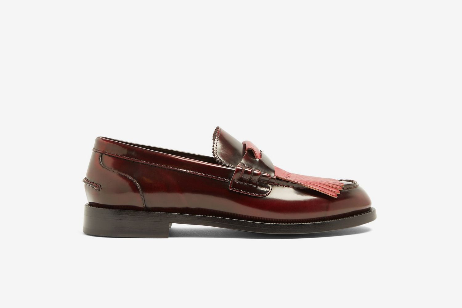 Contrast-Fringed Leather Loafers
