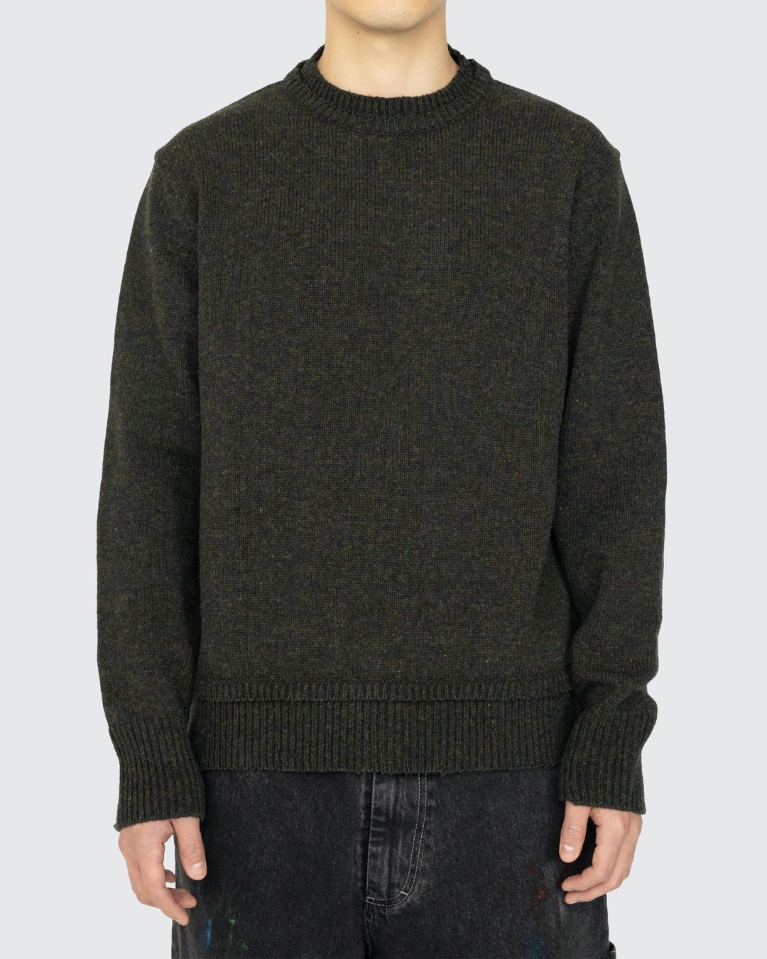 Maison Margiela – Elbow Patch Sweater Dark Green - Crewnecks - Green - Image 2