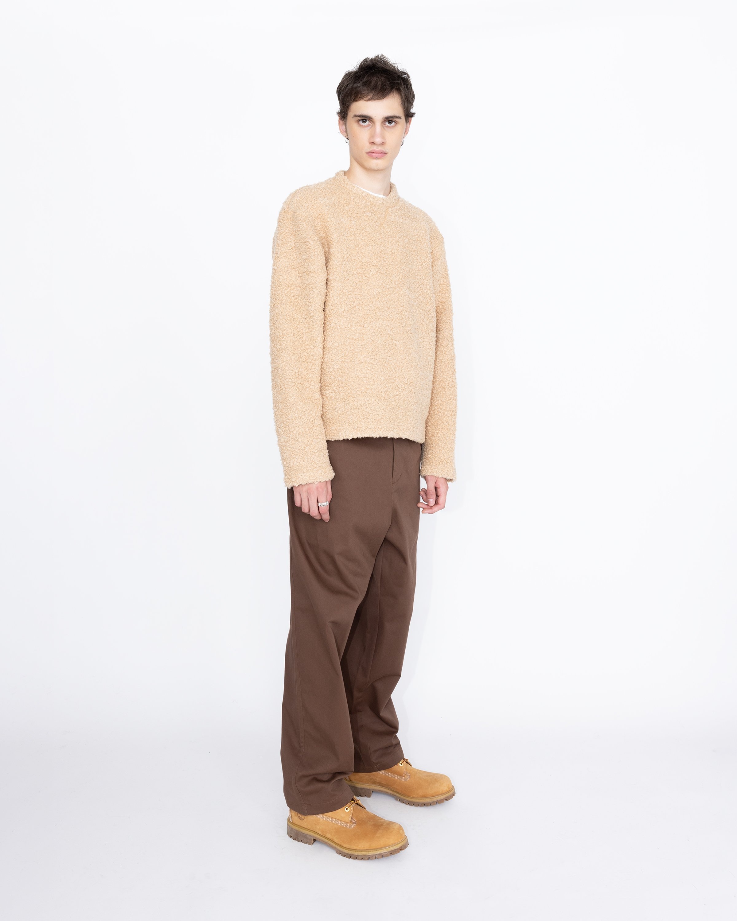 Highsnobiety HS05 – Wool Blend Inlaid Knit Crew Brown - Knitwear - Brown - Image 4