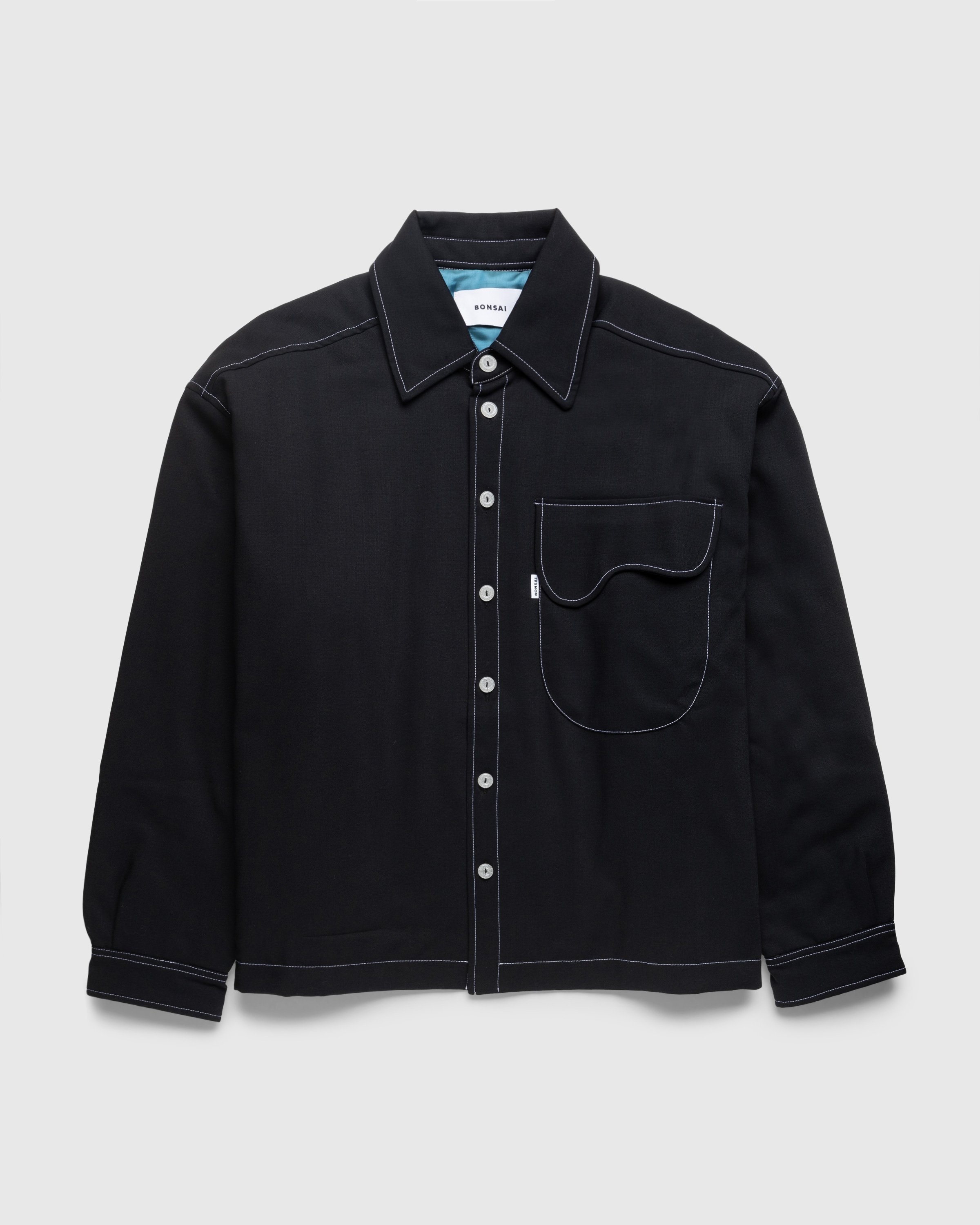 Bonsai – Contrast Stitch Button-Down Black - Shirts - Blue - Image 1