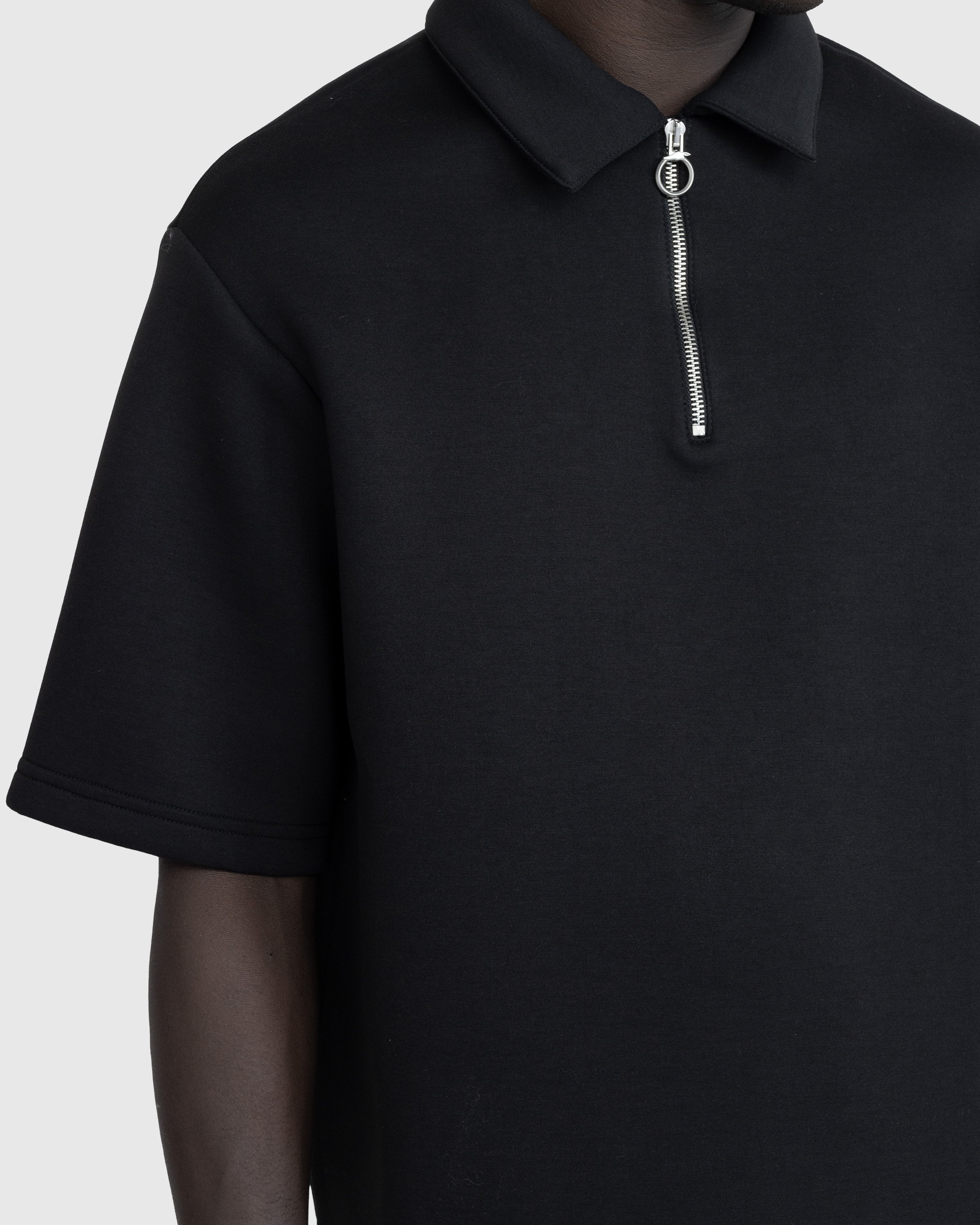 Trussardi – Quarter-Zip Scuba Polo Black  - Shirts - Black - Image 5
