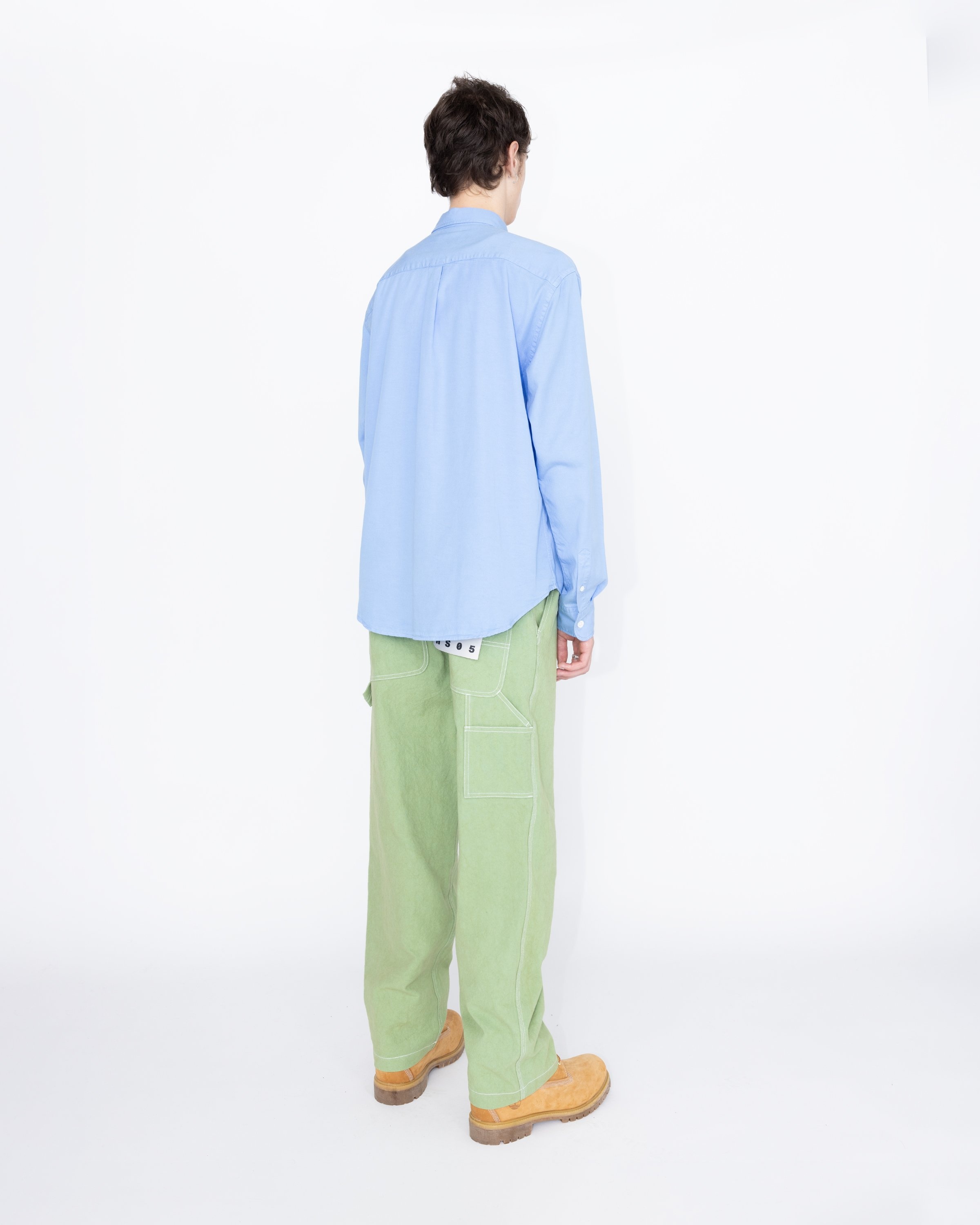 Highsnobiety HS05 – Garment-Dyed Peach Long-Sleeve Shirt Blue - Shirts - Blue - Image 4