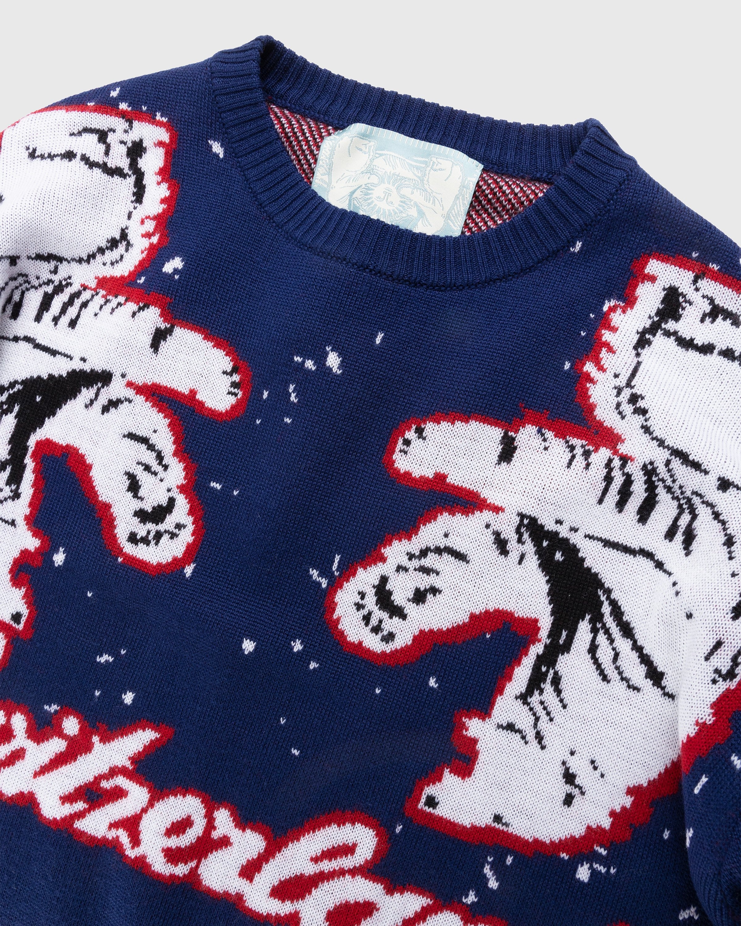 Bally – Switzerland Merino Wool Crewneck Navy/Bone - Knitwear - Blue - Image 3
