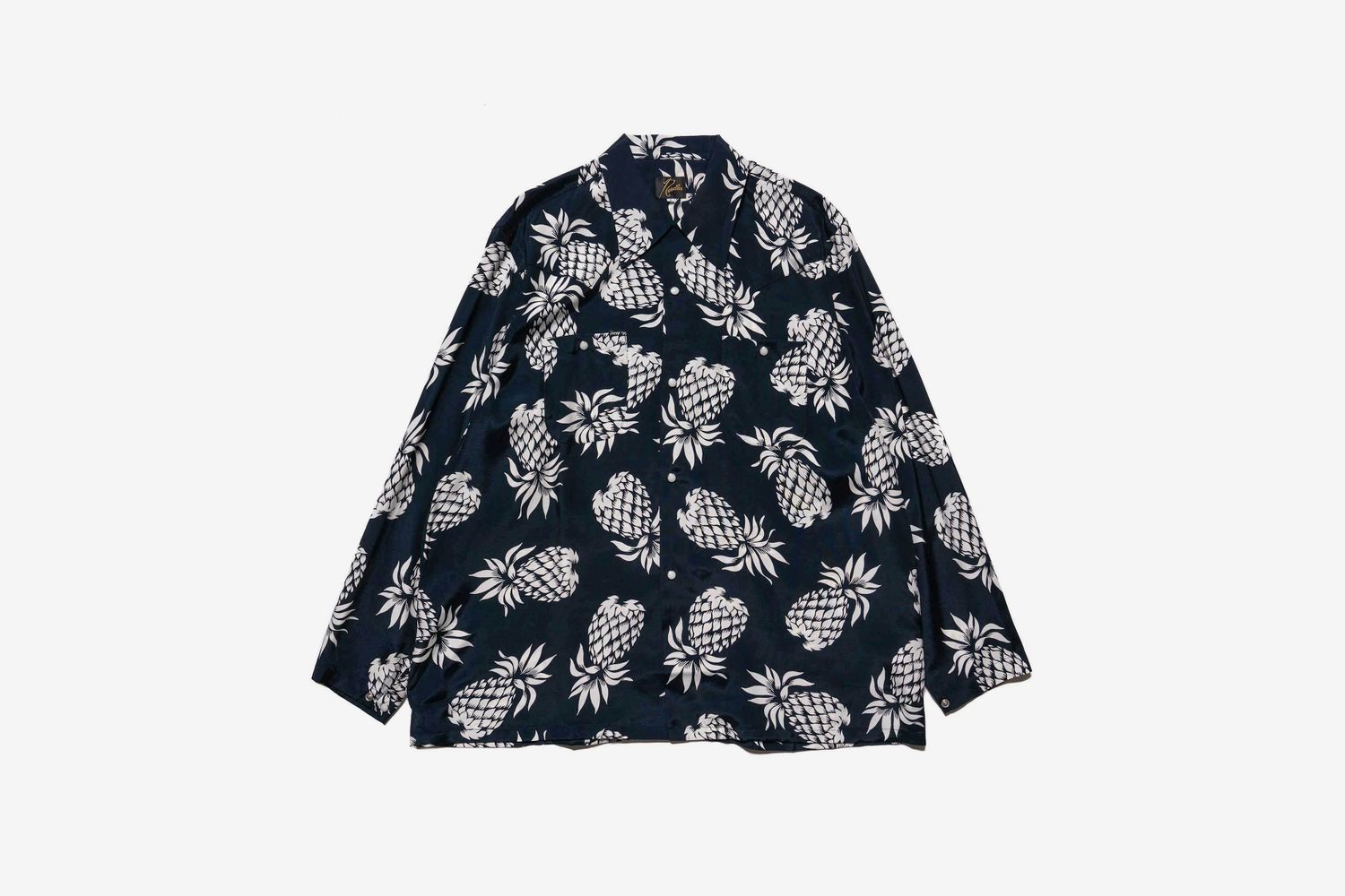 One Up Cowboy Shirt Rayon Cloth Sateen Pineapple Navy