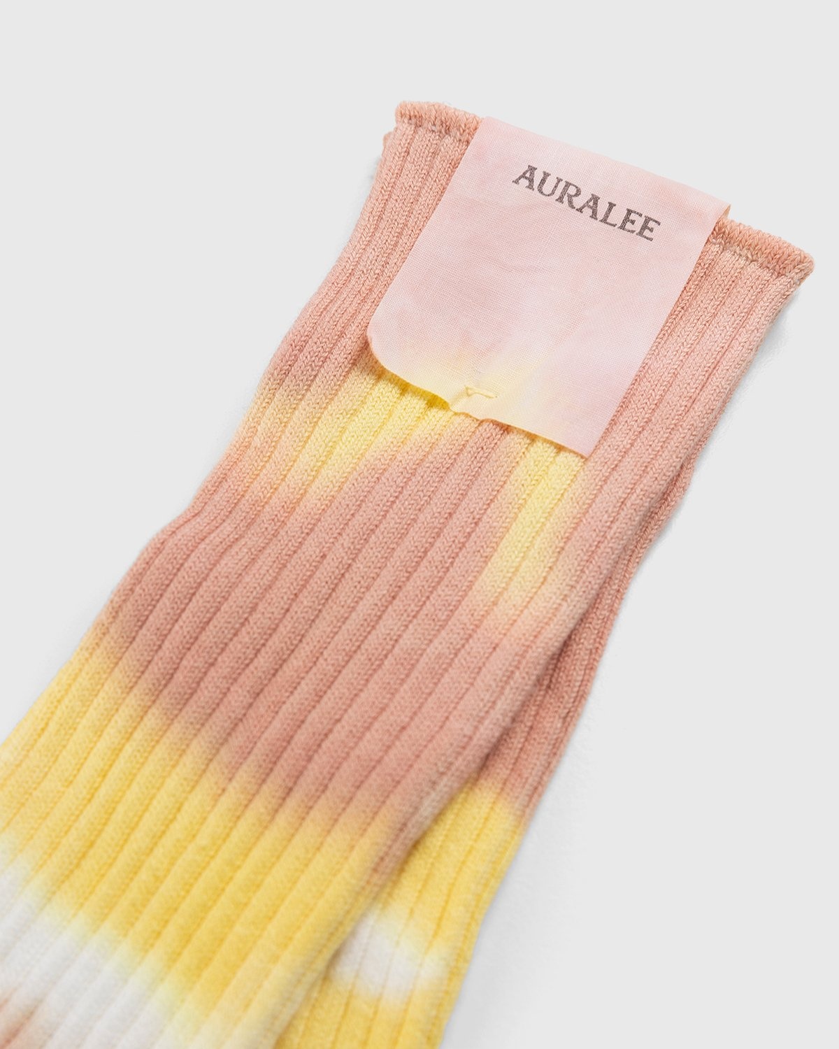Auralee – Giza Cotton Dyed Socks PINK YELLOW DYE - Crew - Pink - Image 2