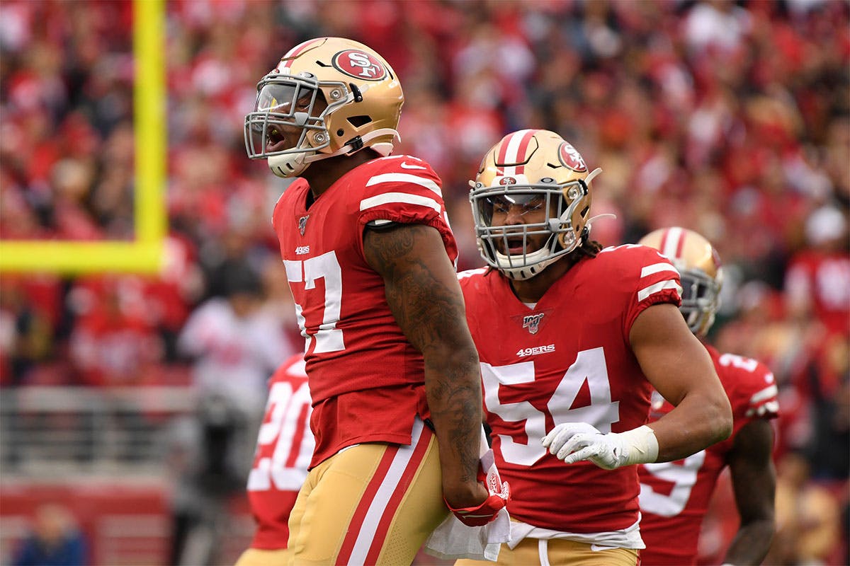 49ers' Dre Greenlaw and Fred Warner.