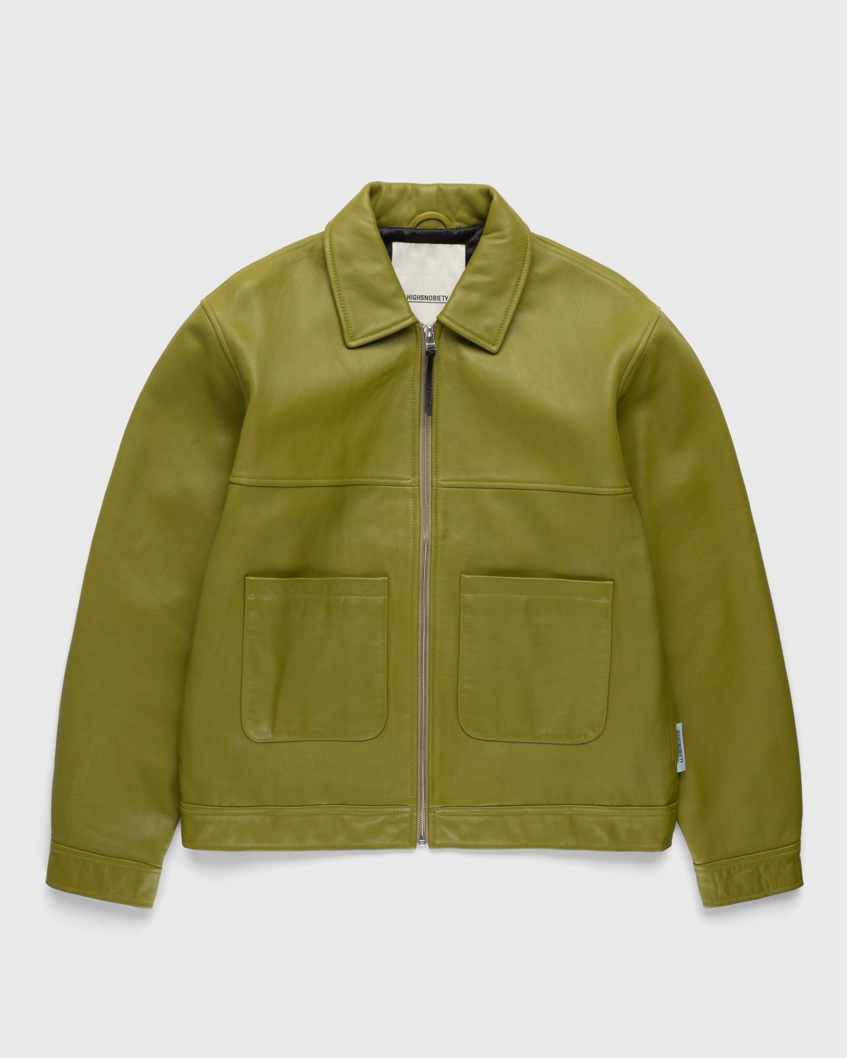 Highsnobiety – Leather Jacket Olive Green - Outerwear - Green - Image 1