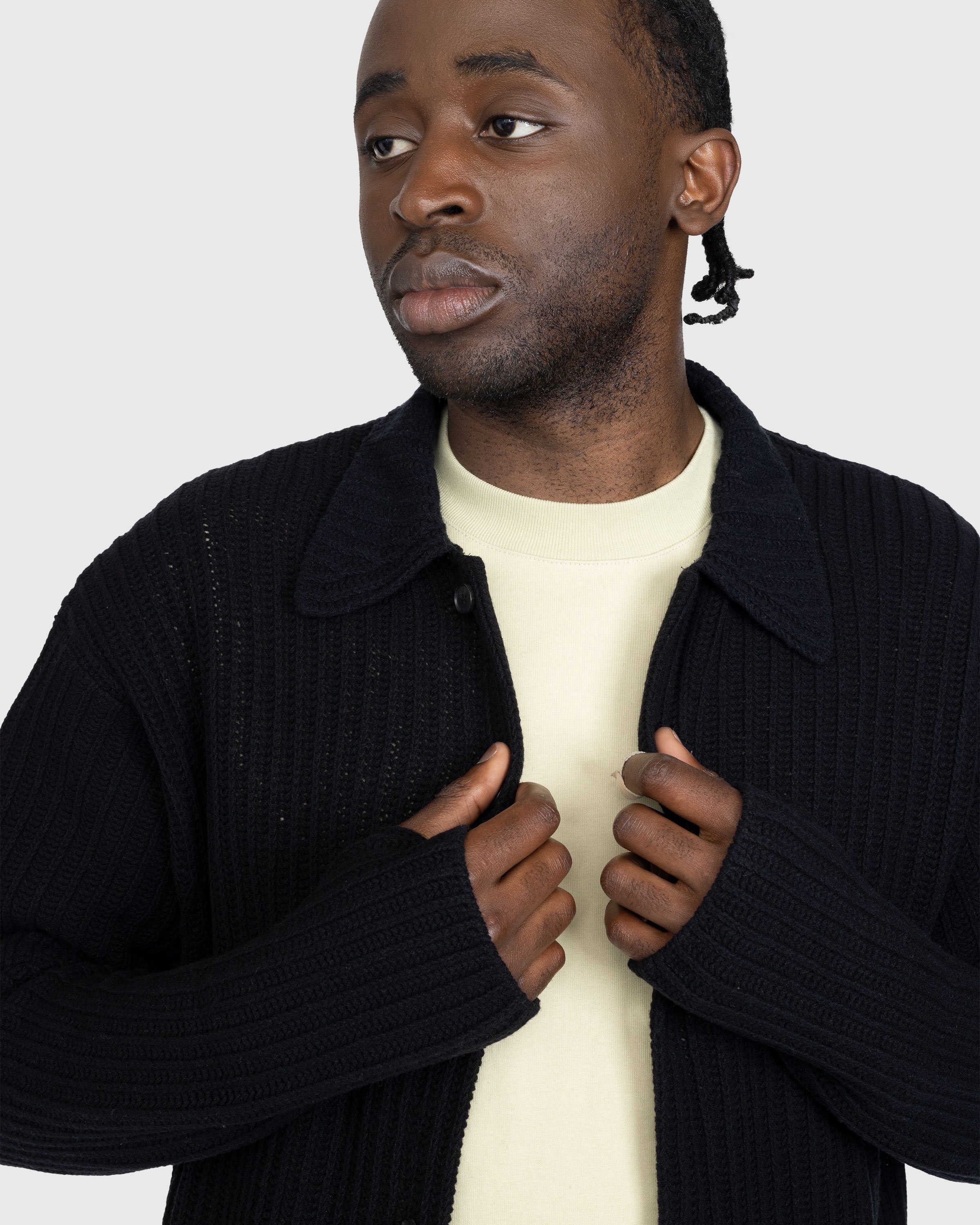 Auralee – Brushed Cotton Wool Rib Knit Shirt Black | Highsnobiety Shop