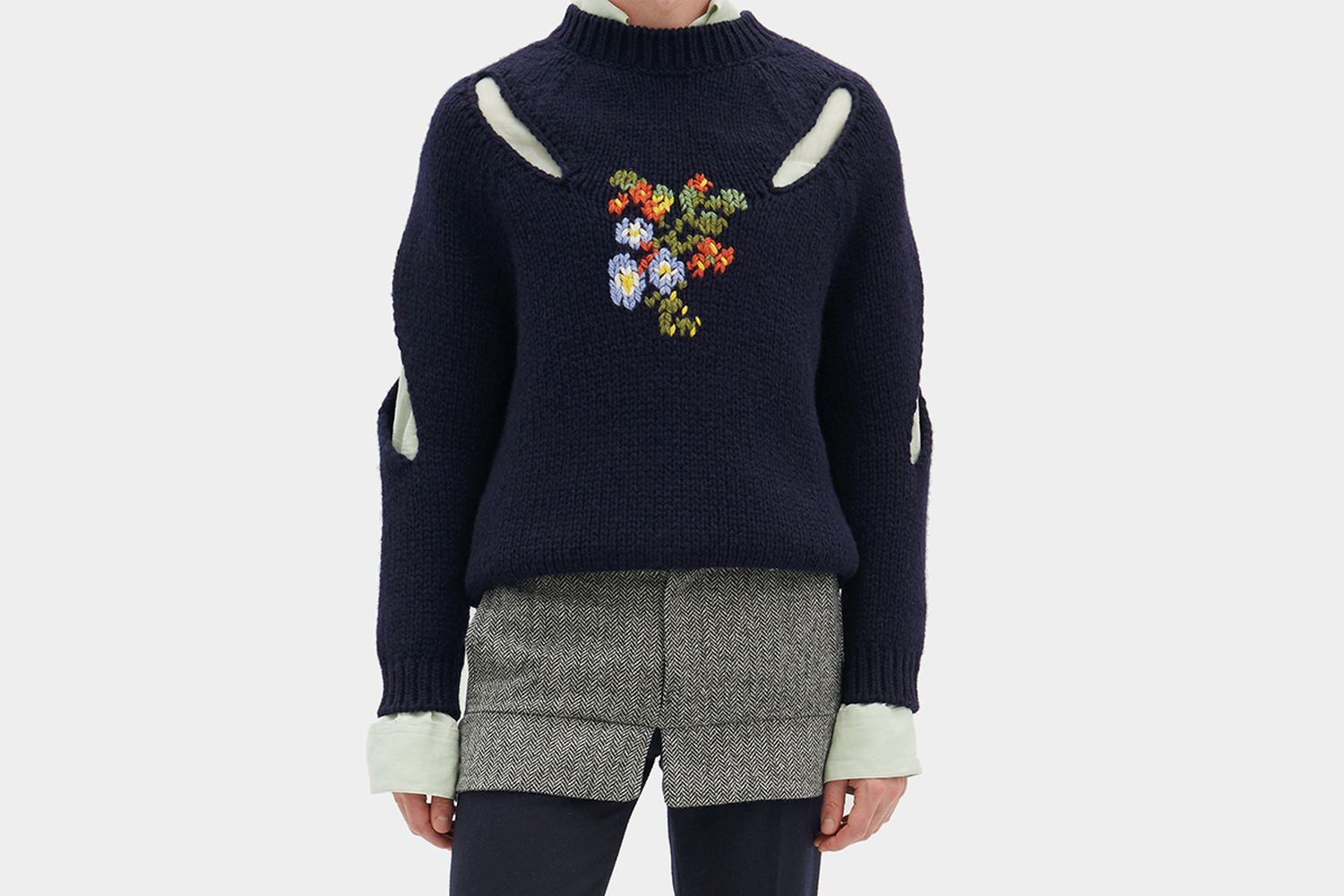 Floral-Embroidered Sweater