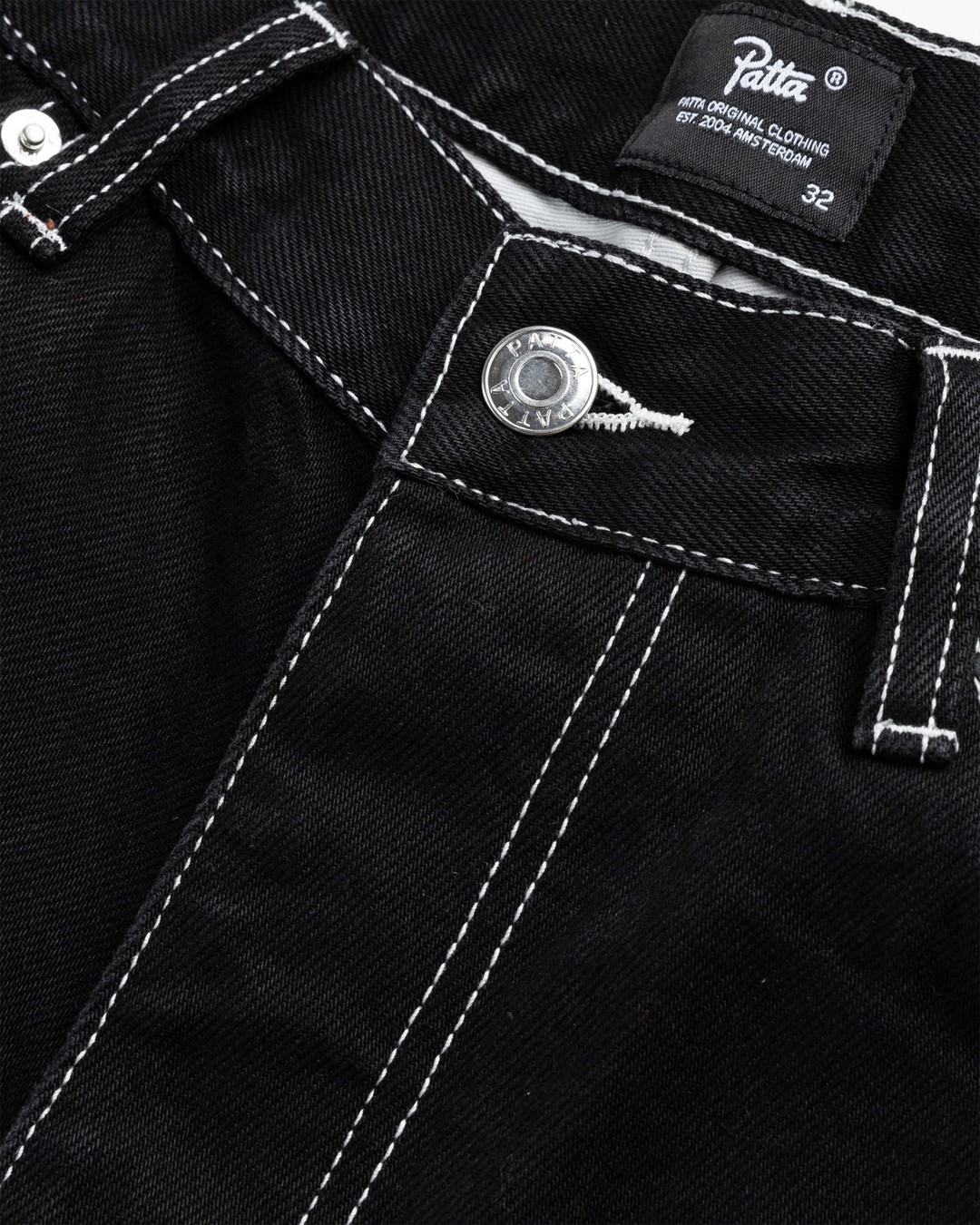 Patta Contrast Stitch Loose Denim Pants Black | Highsnobiety Shop