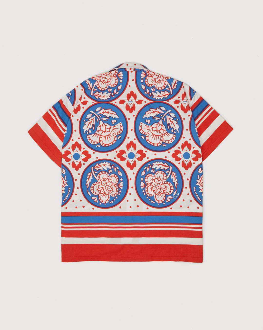 bode Oversized Block Print Shirt Blue Red Highsnobiety Shop