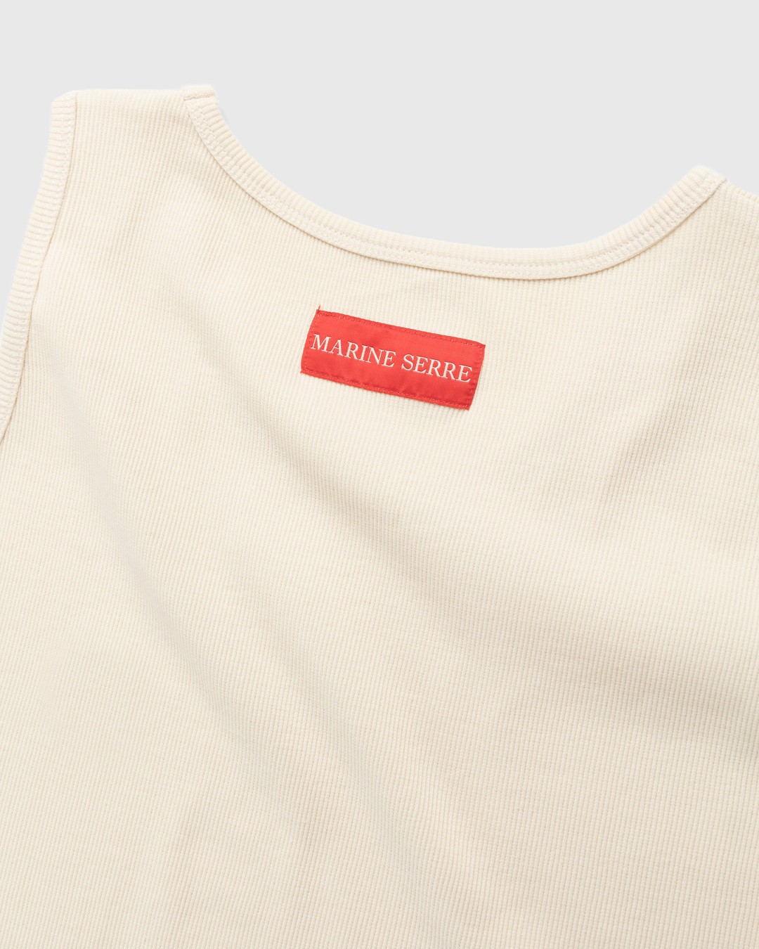 Marine Serre – Organic Cotton Ribbed Tank Top Beige - Men Tops - Beige - Image 5