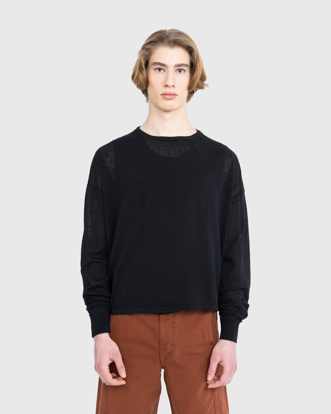 Lemaire – Boxy Cotton Linen Sweater Black - Sweats - Black - Image 2