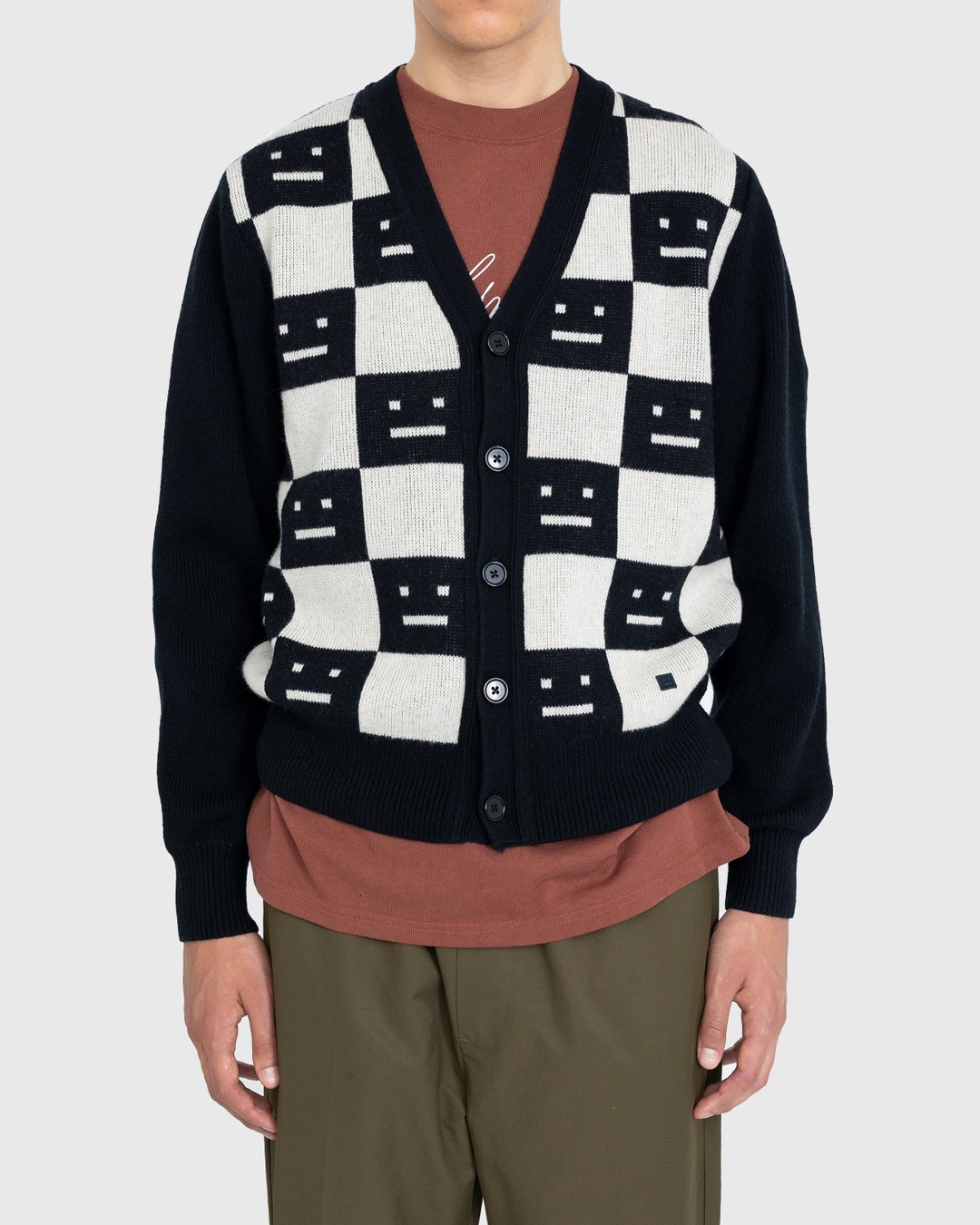 Acne Studios – Knit Wool Cardigan Black/Oatmeal Melange - Knitwear - Black - Image 2
