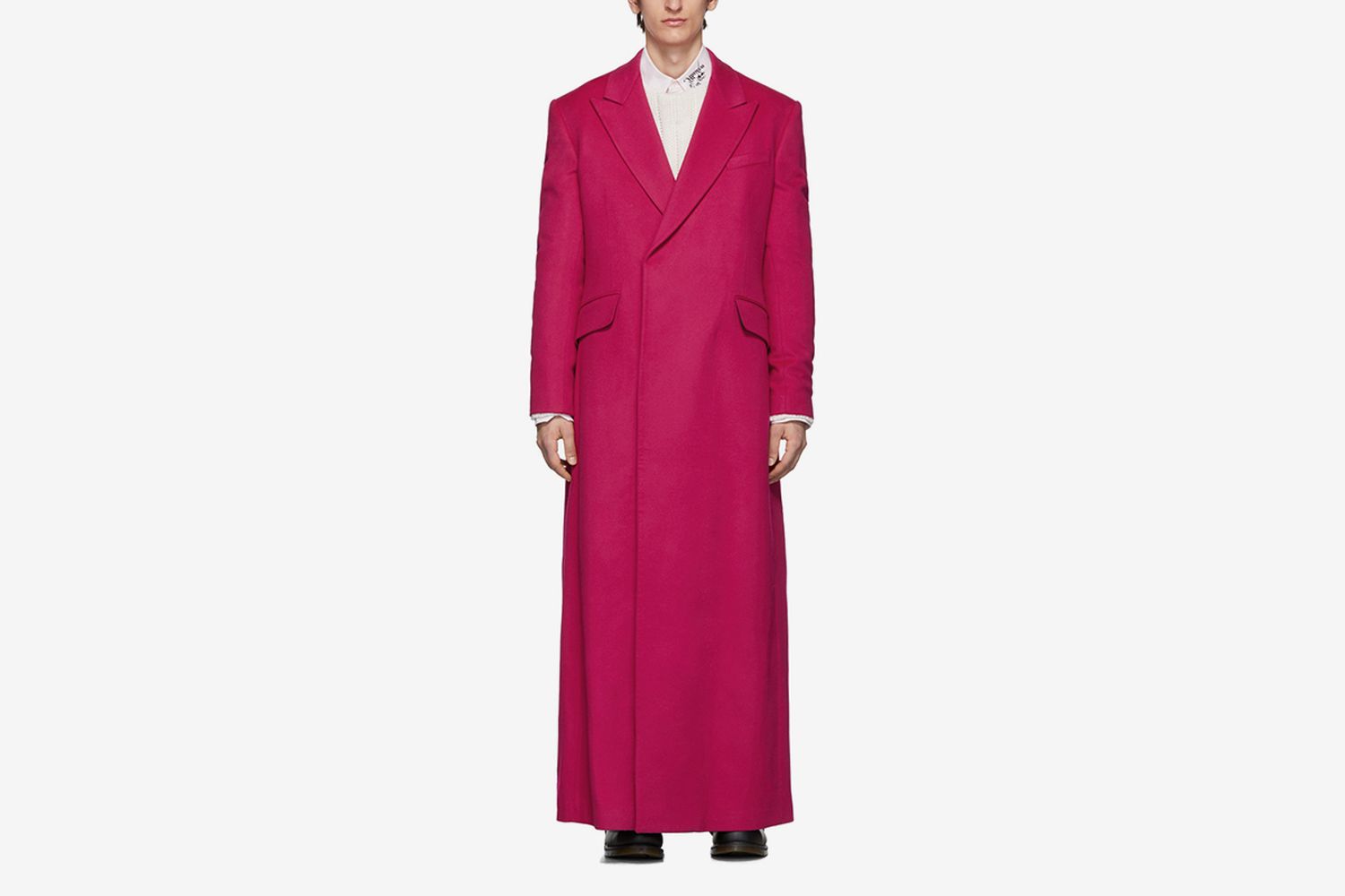 Wool Double-Breasted Long Coat