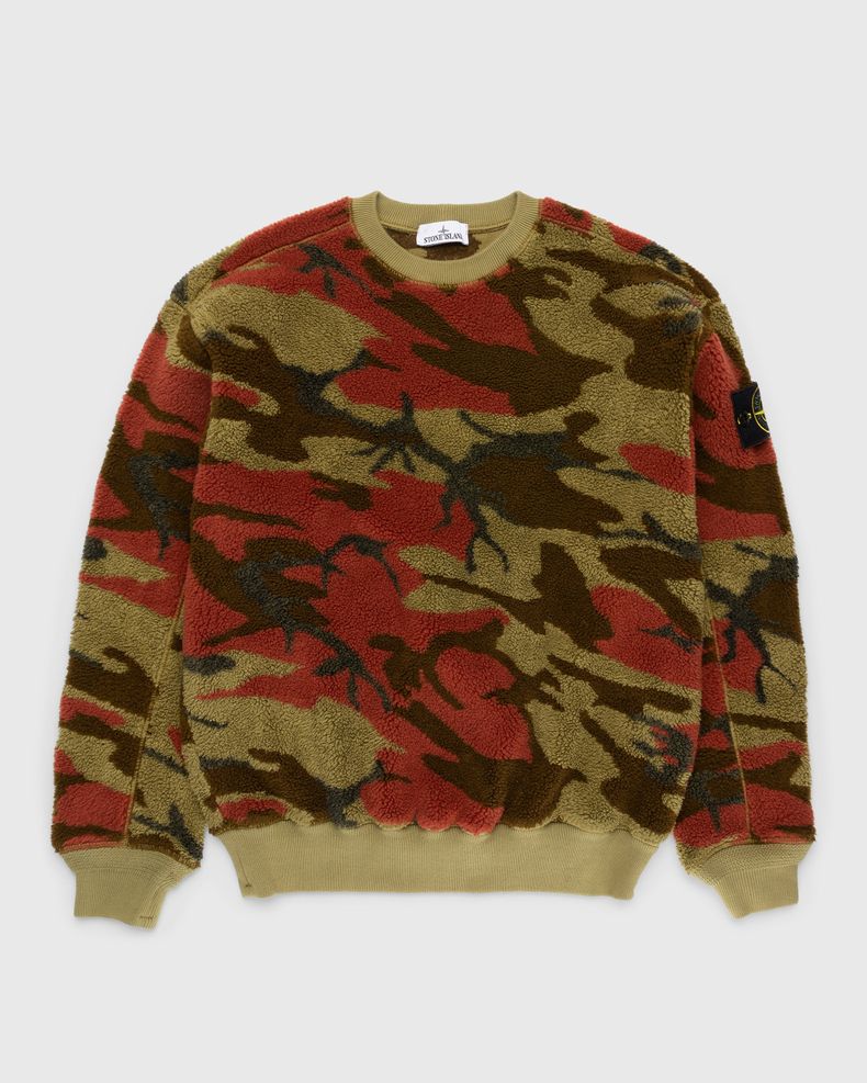 Stone Island – Heritage Camo Jacquard Wool-Nylon Crewneck Military Green