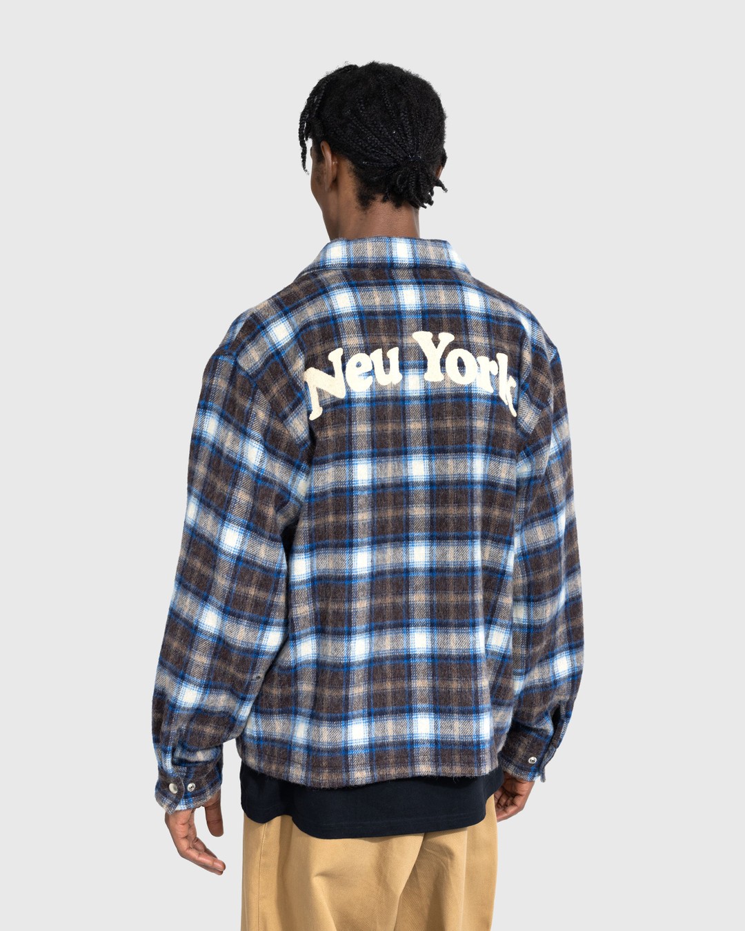 Highsnobiety – Neu York Shaggy Wool Plaid Zip Shirt Brown - Shirts - Brown - Image 4