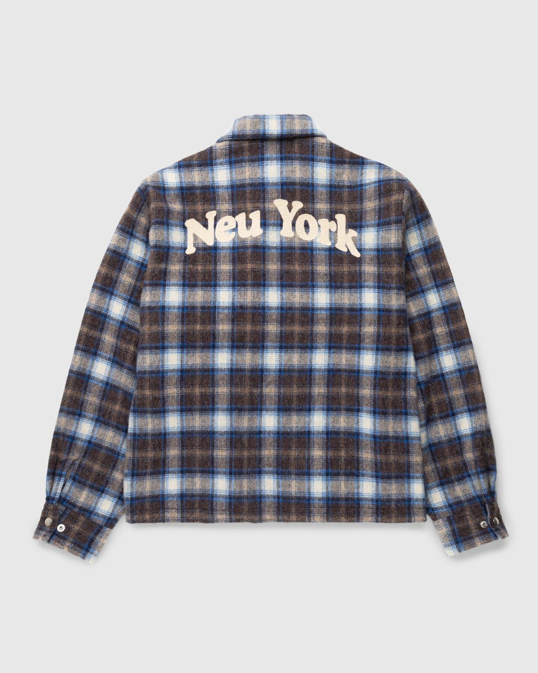 Highsnobiety – Neu York Shaggy Wool Plaid Zip Shirt Brown - Shirts - Brown - Image 1