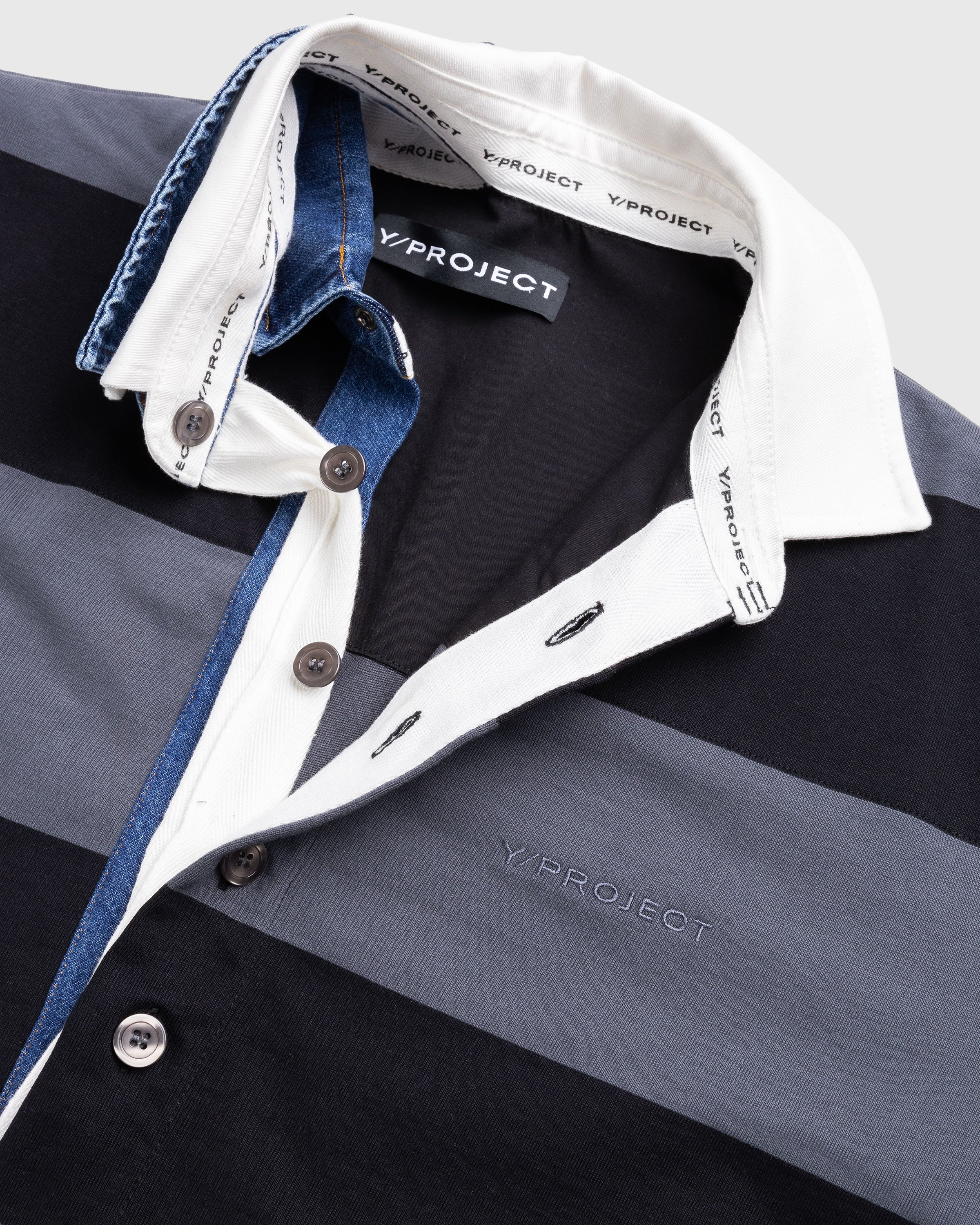 Y/Project – Triple Collar Rugby Polo Black/Grey - Shirts - Grey - Image 5