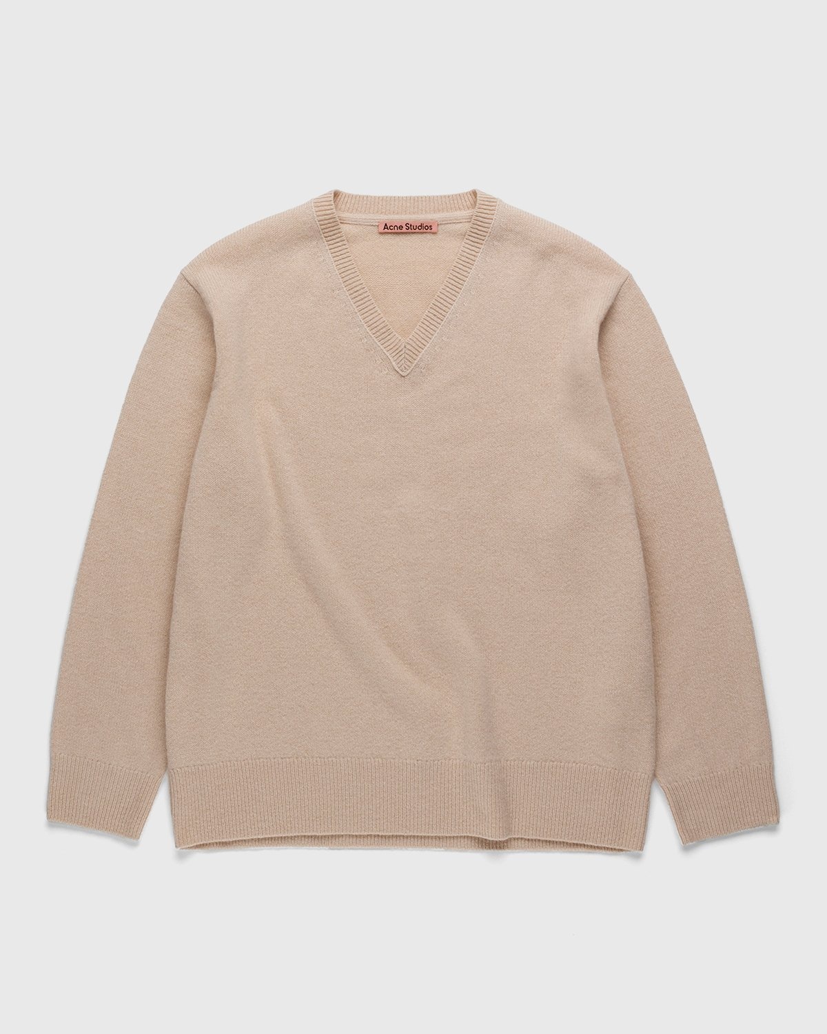 Acne Studios – Cashmere Blend V-Neck Sweater Biscuit Beige - Knitwear - Beige - Image 1