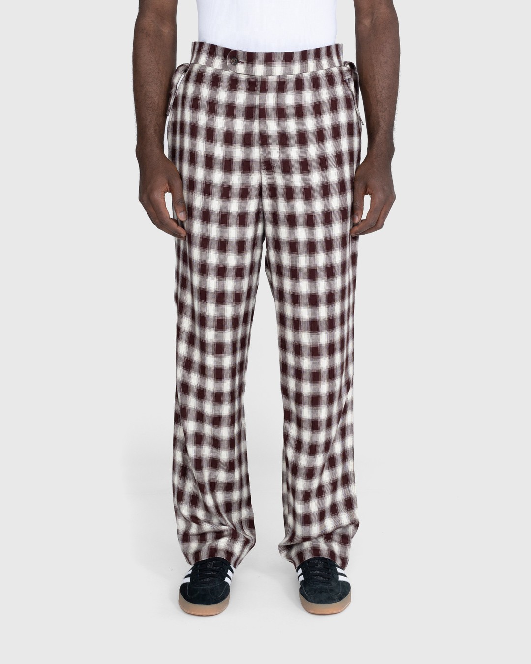 Bode – Shadow Plaid Side-Tie Trousers Brown - Trousers - Brown - Image 2
