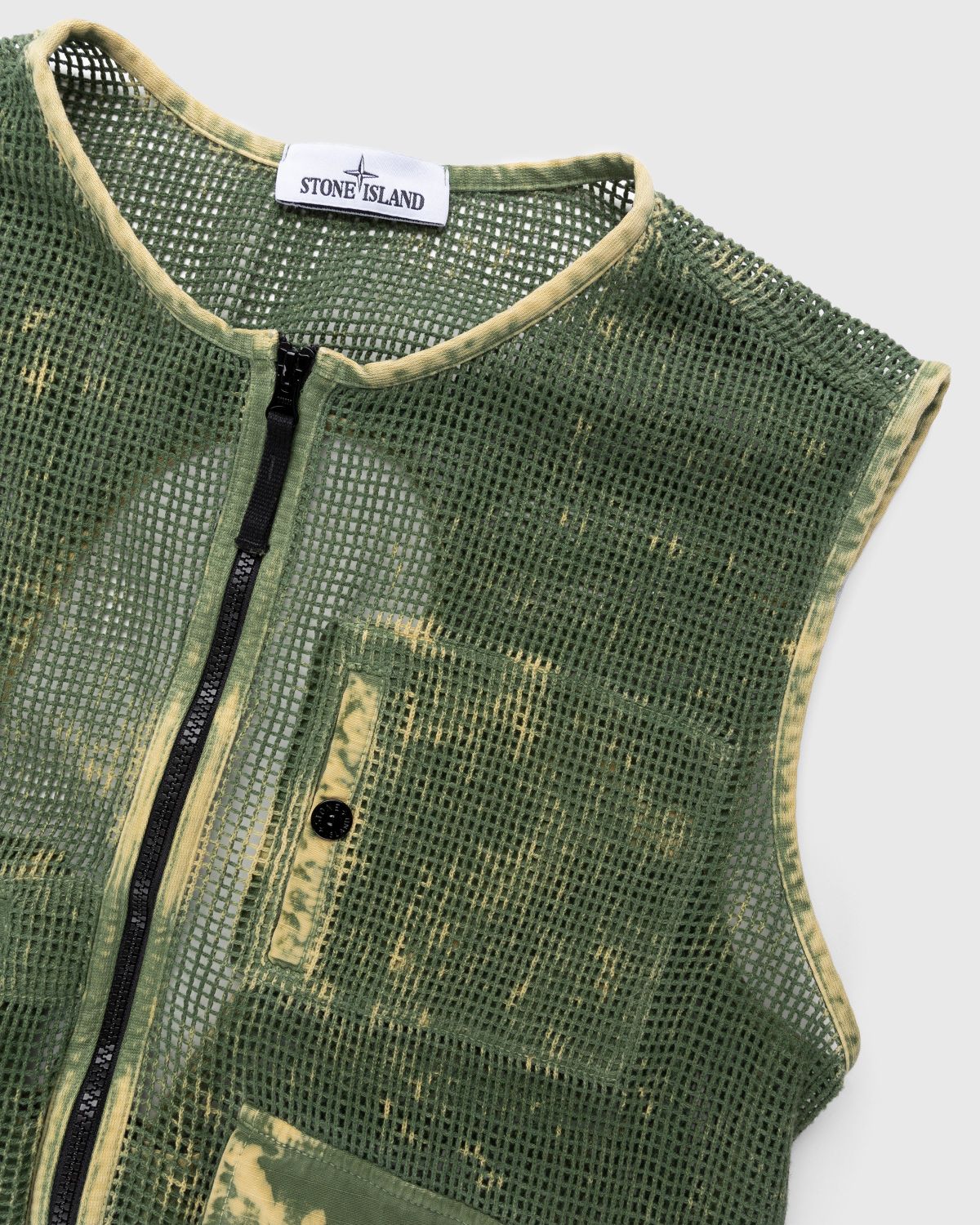 Stone Island – G0622 Garment-Dyed Cotton Mesh Vest Olive - Outerwear - Green - Image 3