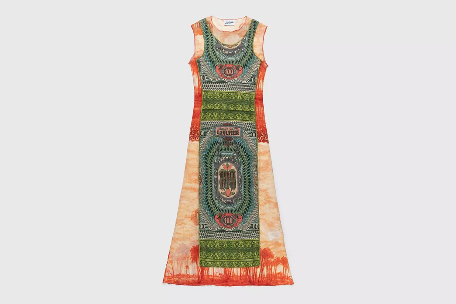 Banknote and Palm Tree Print Dress