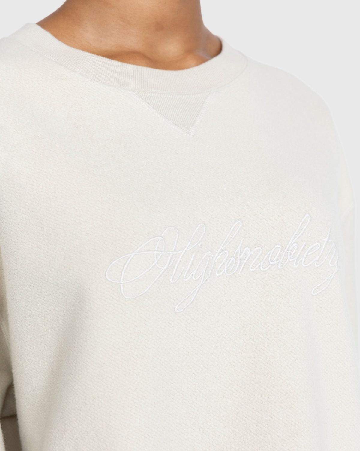 Highsnobiety – Script Logo Reverse Fleece Crew Beige - Sweats - Beige - Image 5