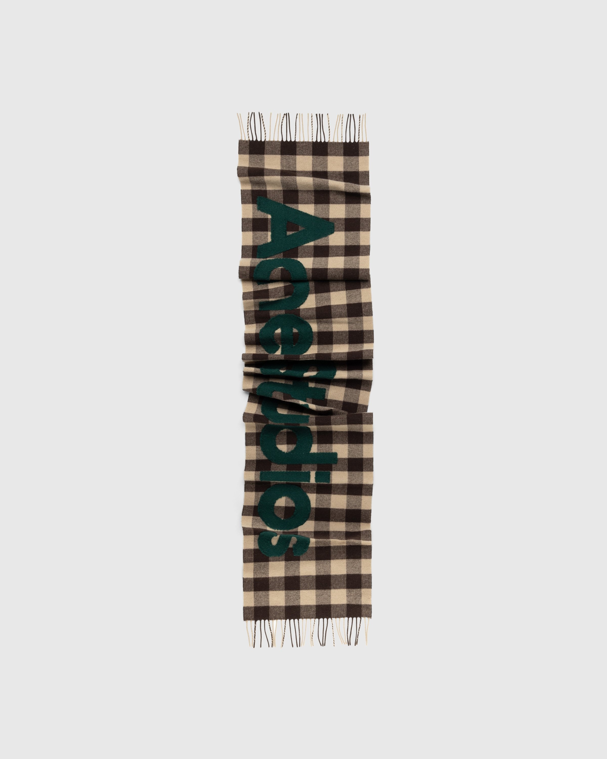 Acne Studios – Check Logo Scarf Brown/Green - Scarves - Multi - Image 1