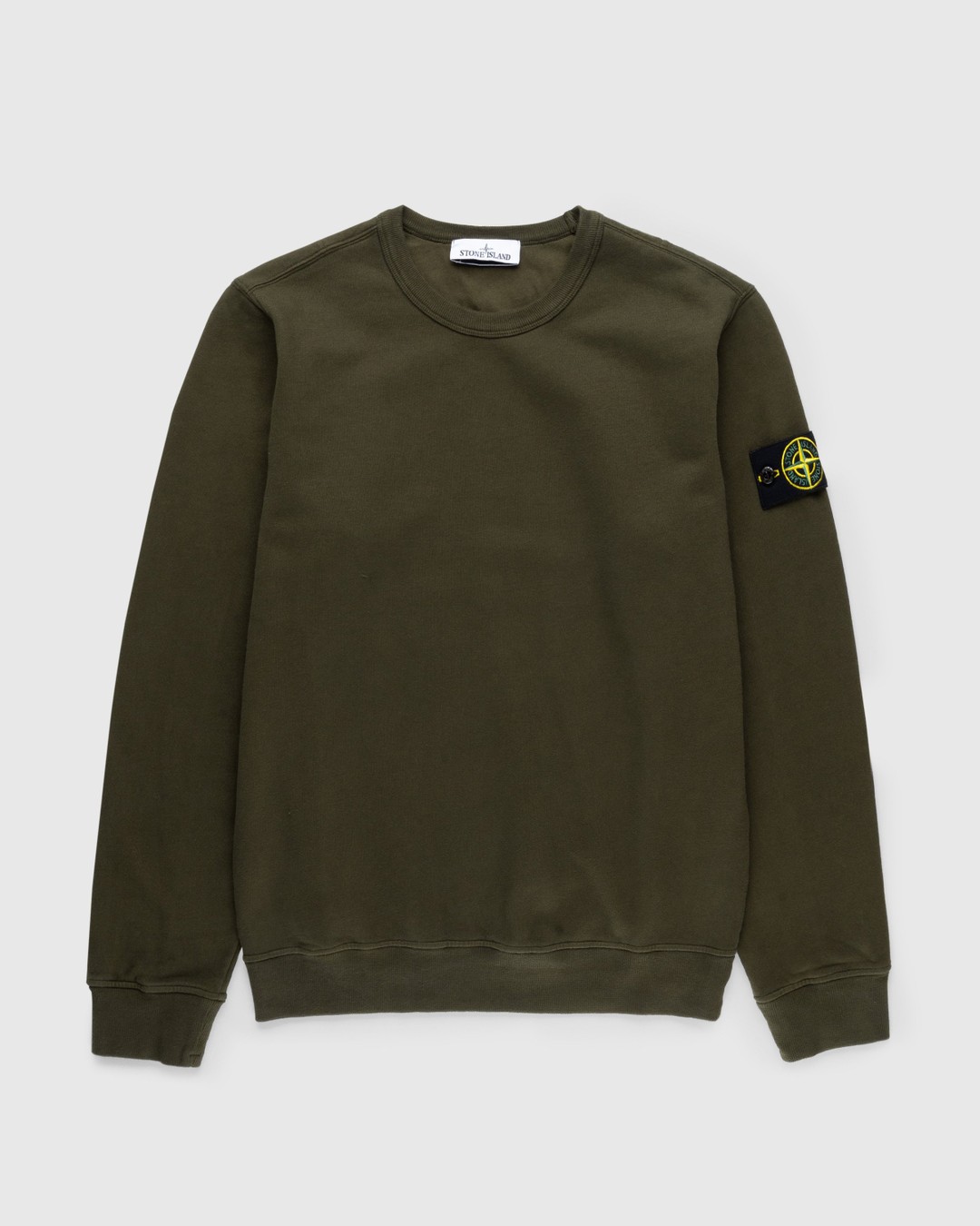Stone Island – Garment-Dyed Brushed Fleece Crewneck Olive - Knitwear - Green - Image 1