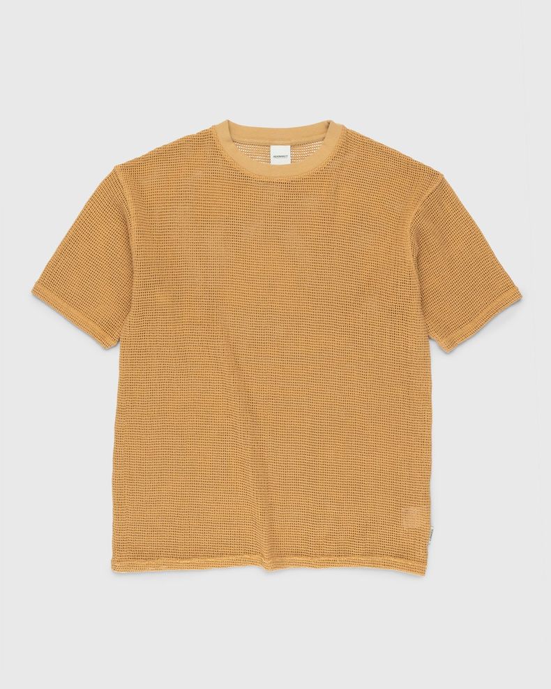 Knit Mesh Jersey T-Shirt Brown