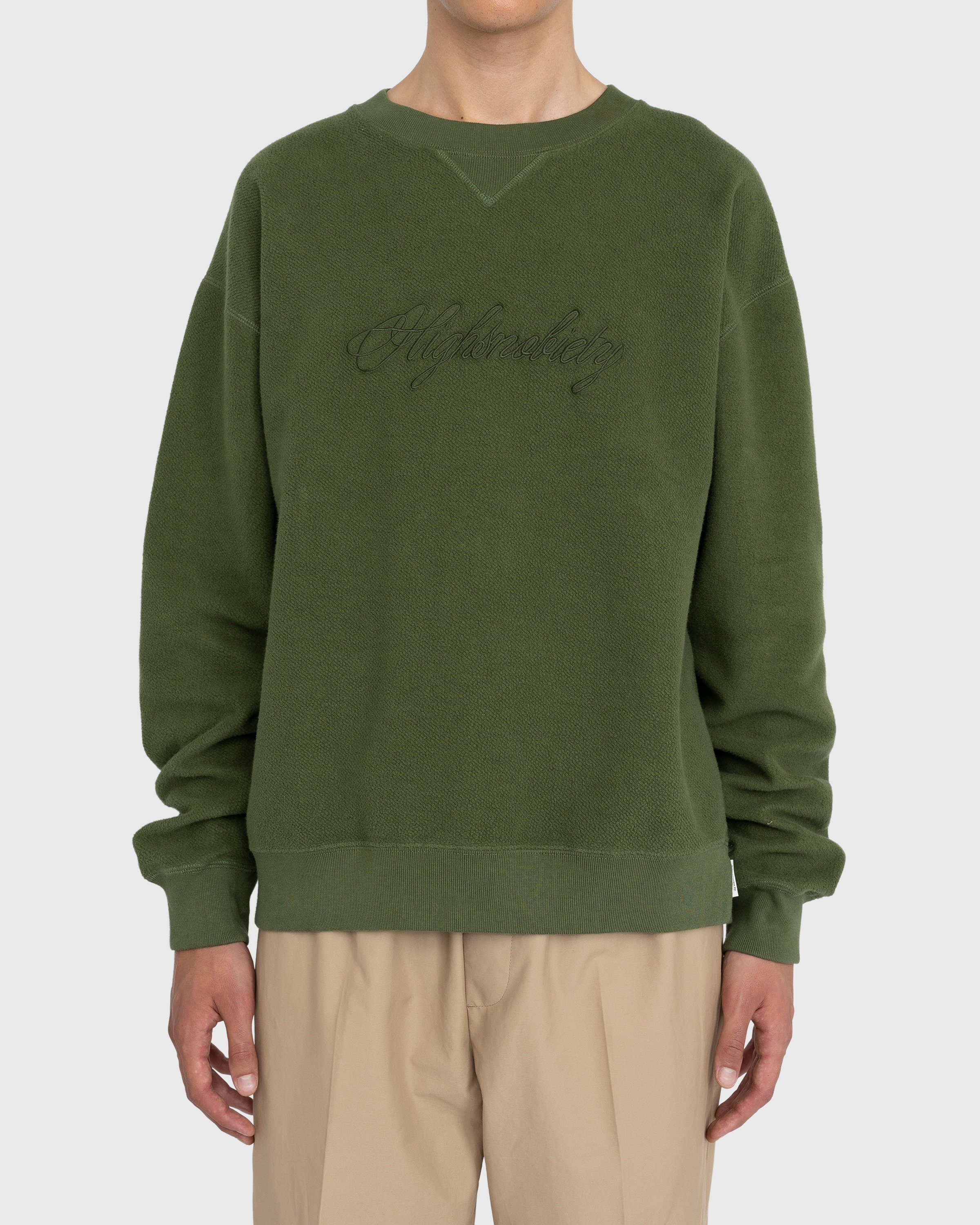 Highsnobiety – Script Logo Reverse Fleece Crew Green - Sweats - Green - Image 2