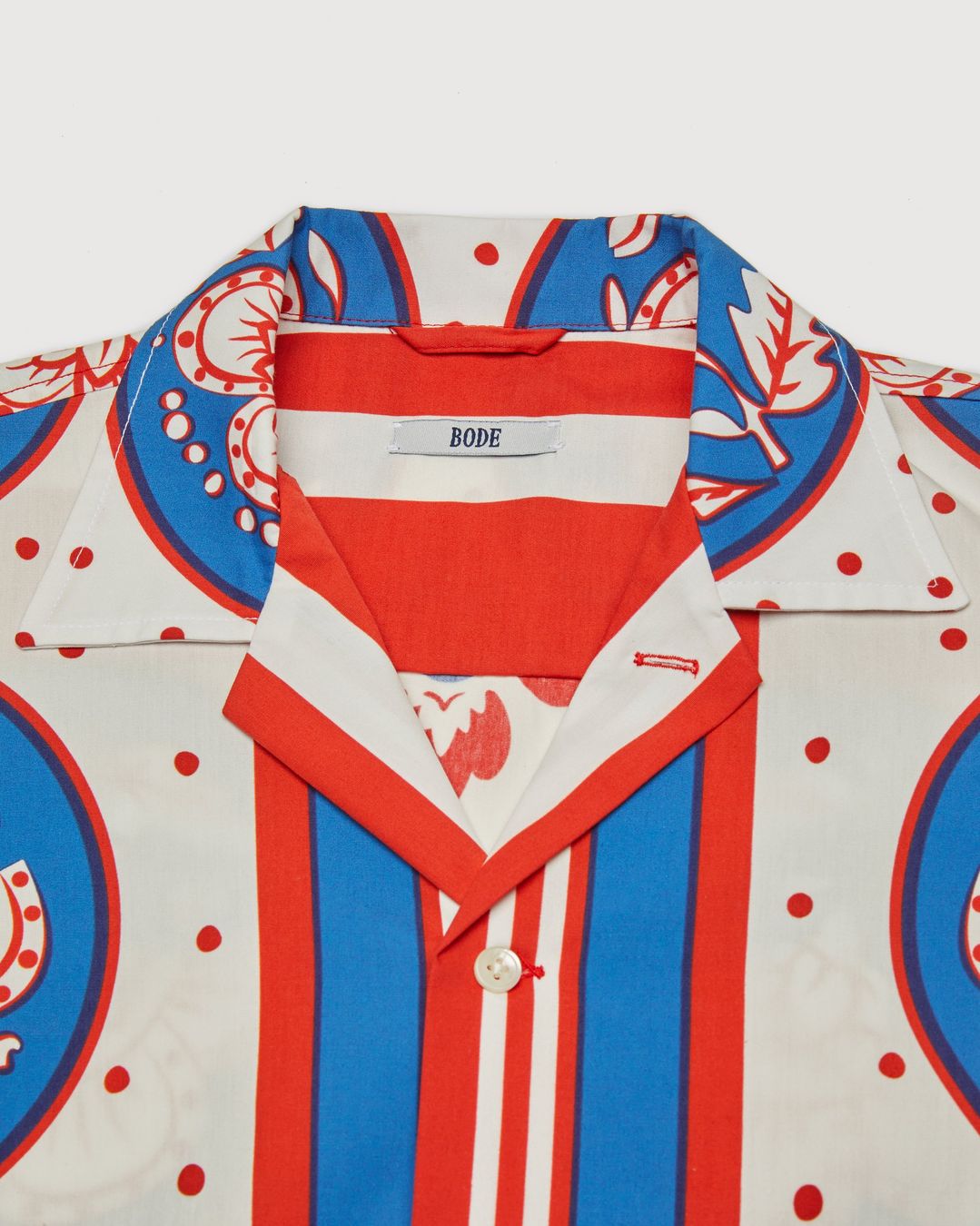 bode Oversized Block Print Shirt Blue Red Highsnobiety Shop