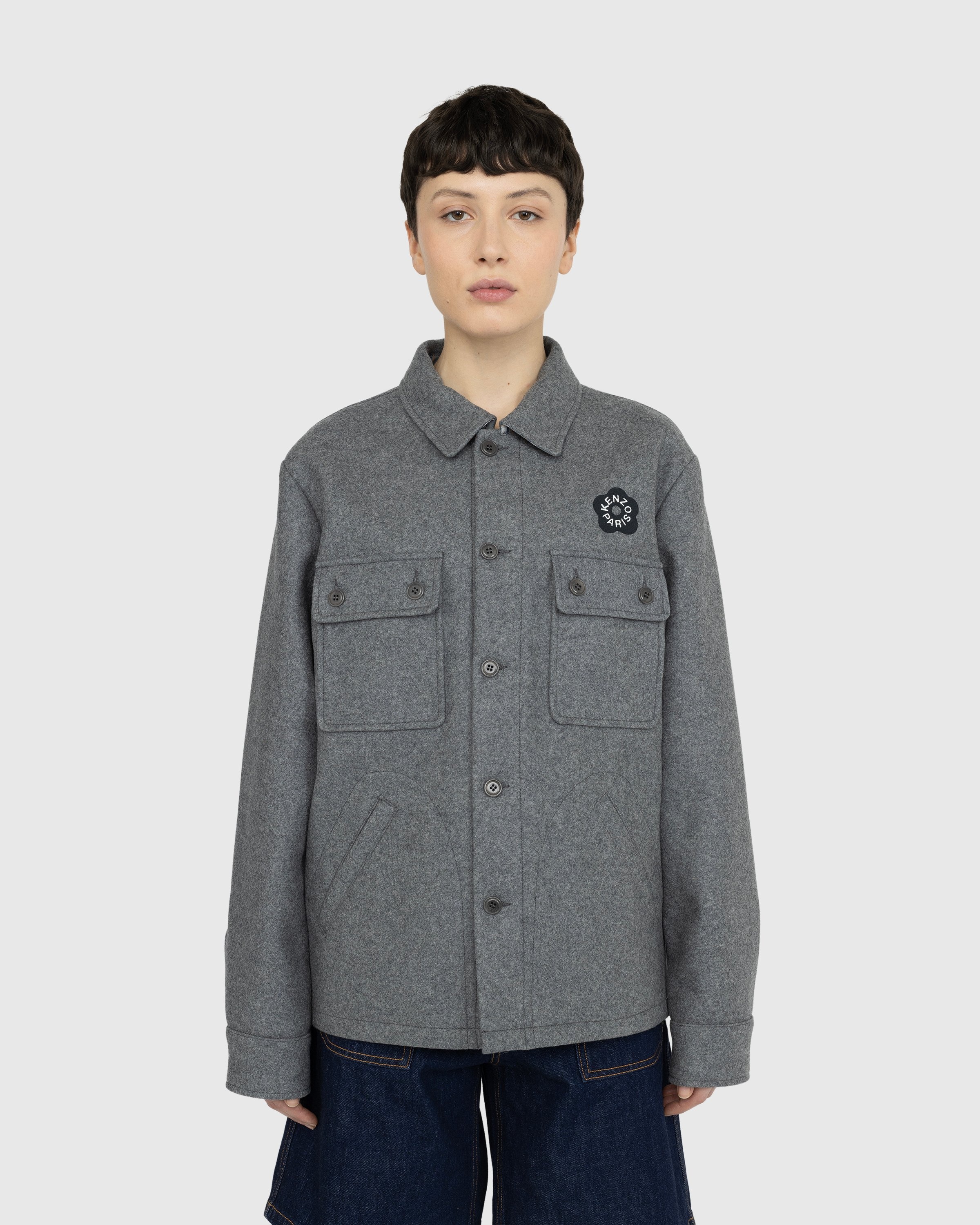 Kenzo – Wool ‘BOKE FLOWER 2.0’ Overshirt - Shirts - Grey - Image 2