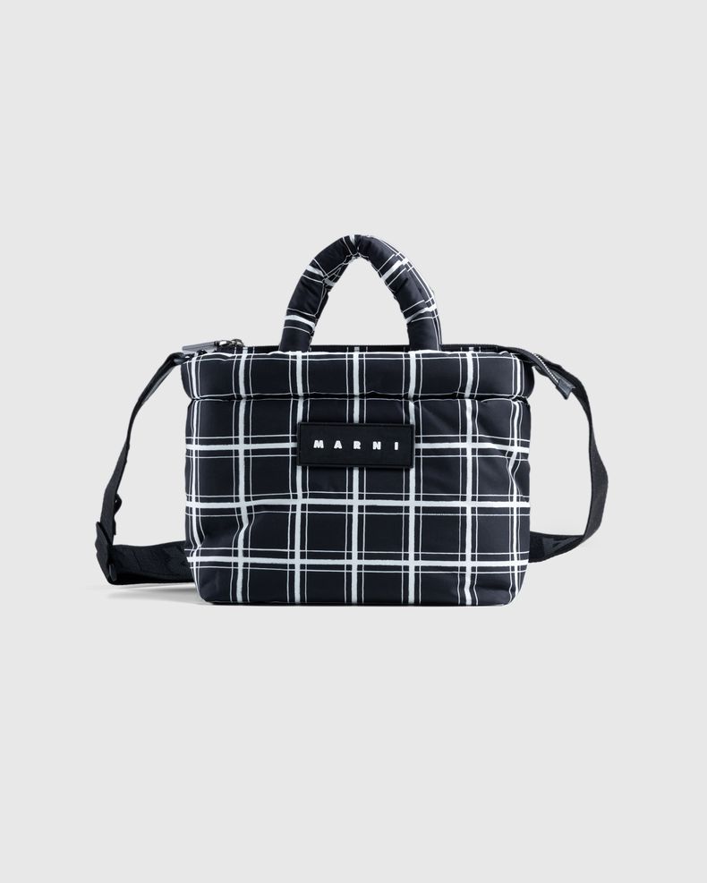 Mini Plaid Check Tote Bag Black