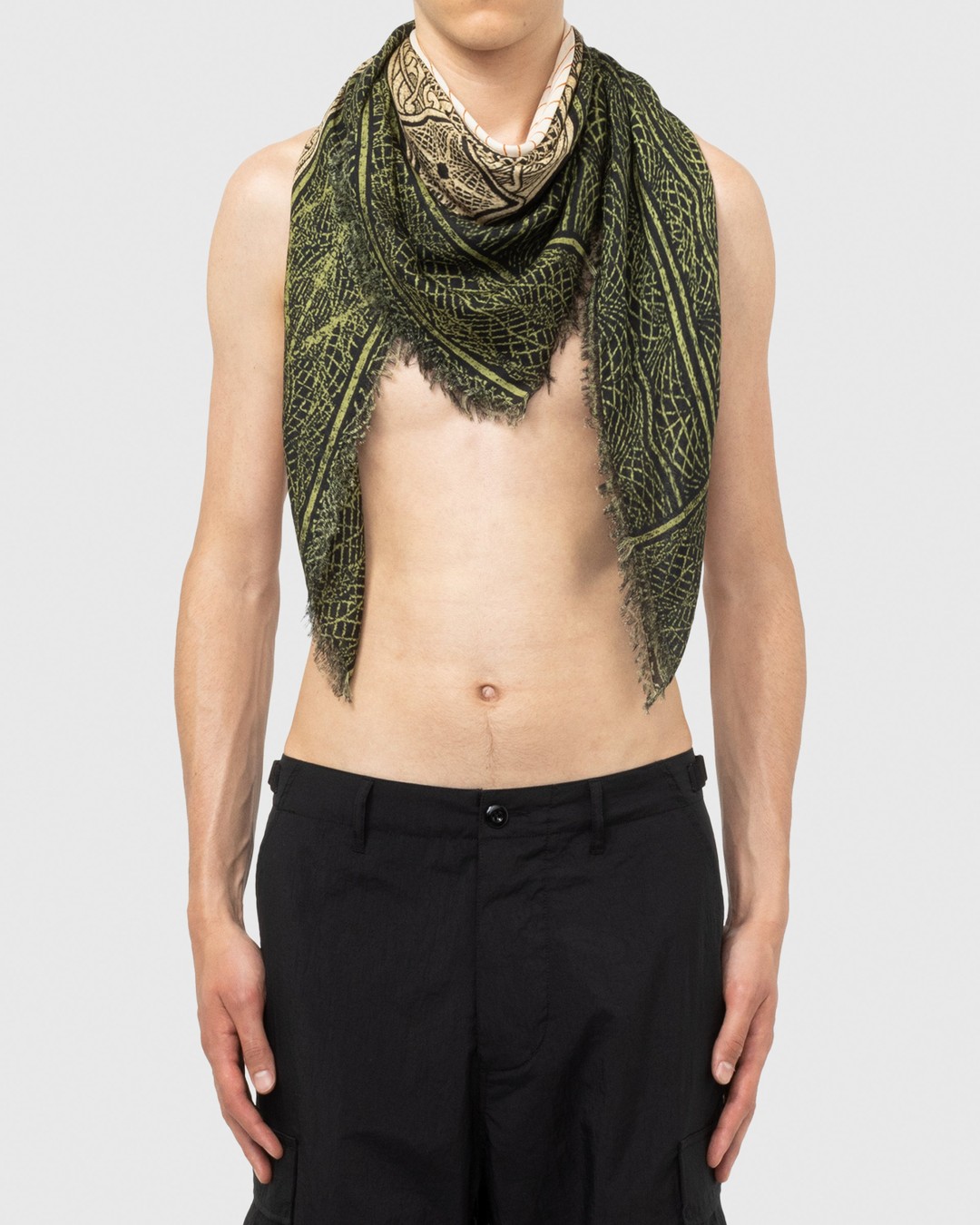 Jean Paul Gaultier – Cartouche Scarf Green/Ecru/Black/Orange - Scarves - Green - Image 8